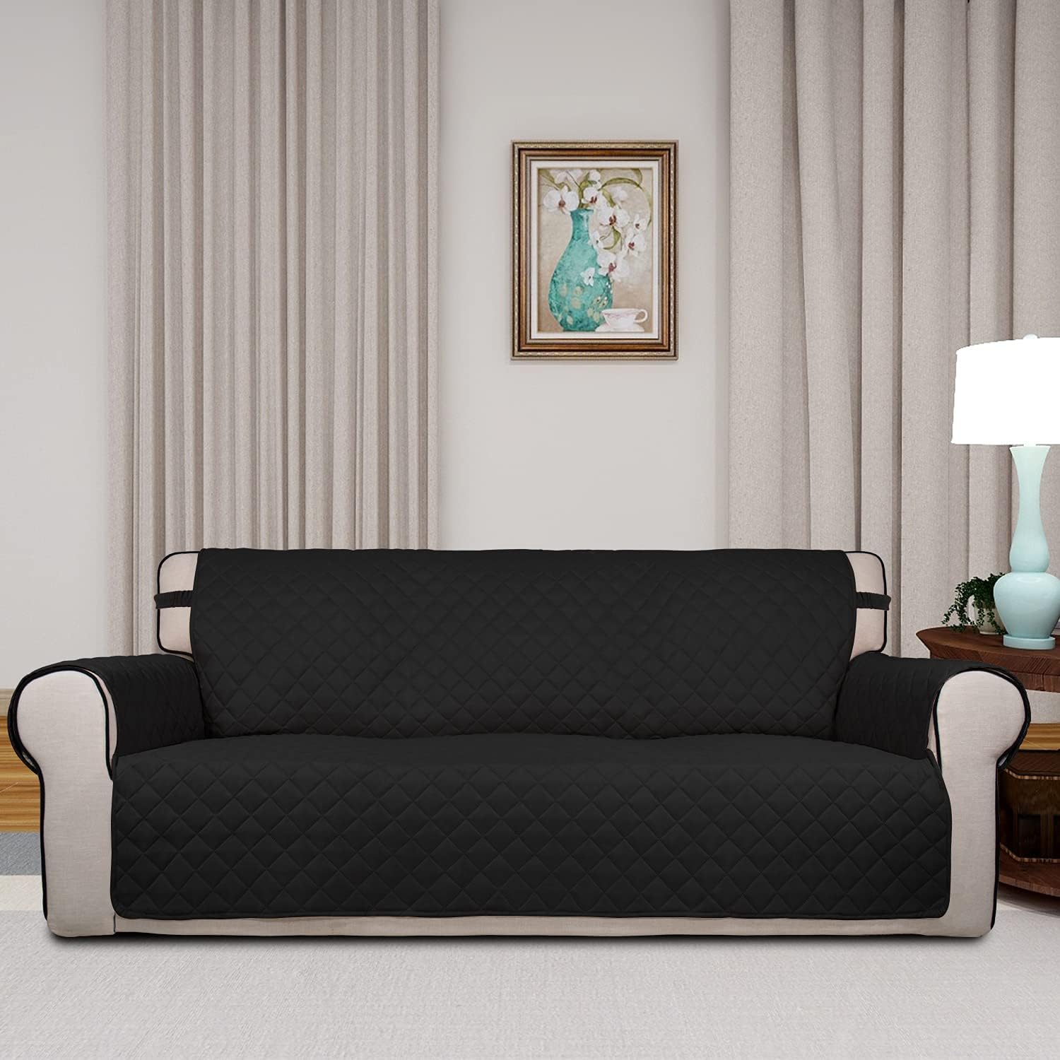 PureFit Reversible Quilted Sofa Cover, Water Resistant Slipcover Furniture Protector, Washable