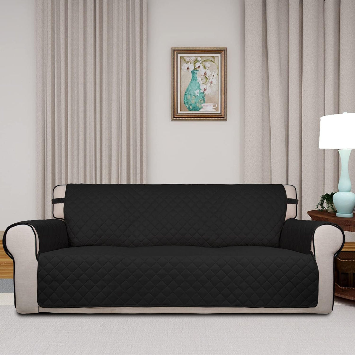 PureFit Reversible Quilted Sofa Cover, Water Resistant Slipcover Furniture Protector, Washable