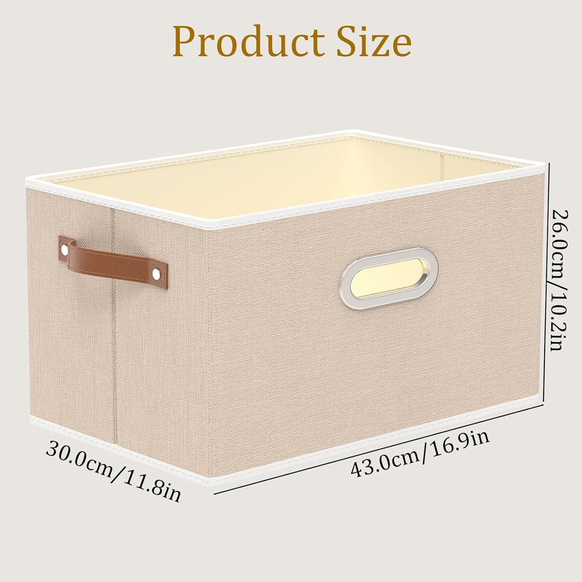 Yawinhe Fabric Storage Bins with Handles, Foldable Baskets for Shelves, Cubes with 3 Handles, Large