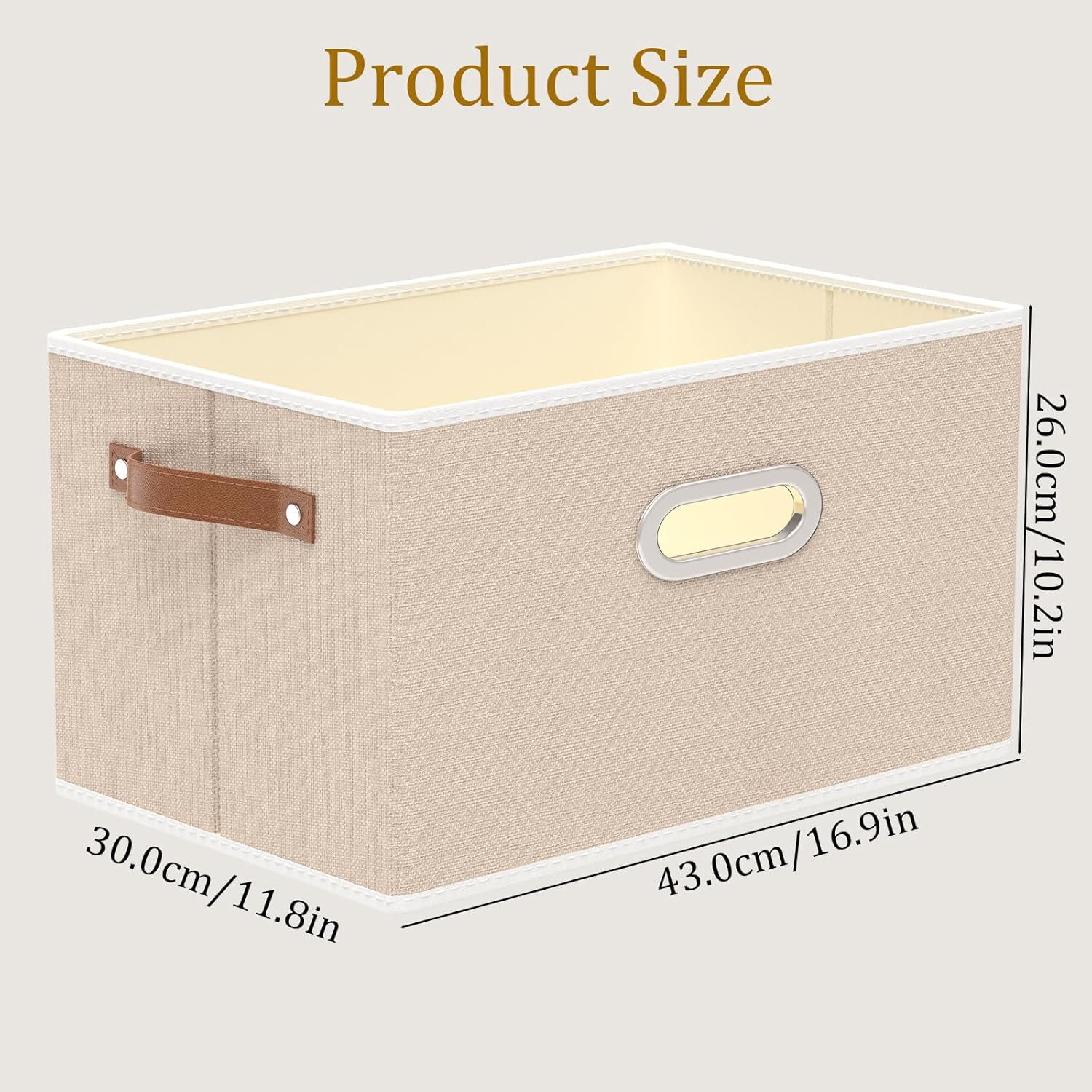 Yawinhe Fabric Storage Bins with Handles, Foldable Baskets for Shelves, Cubes with 3 Handles, Large