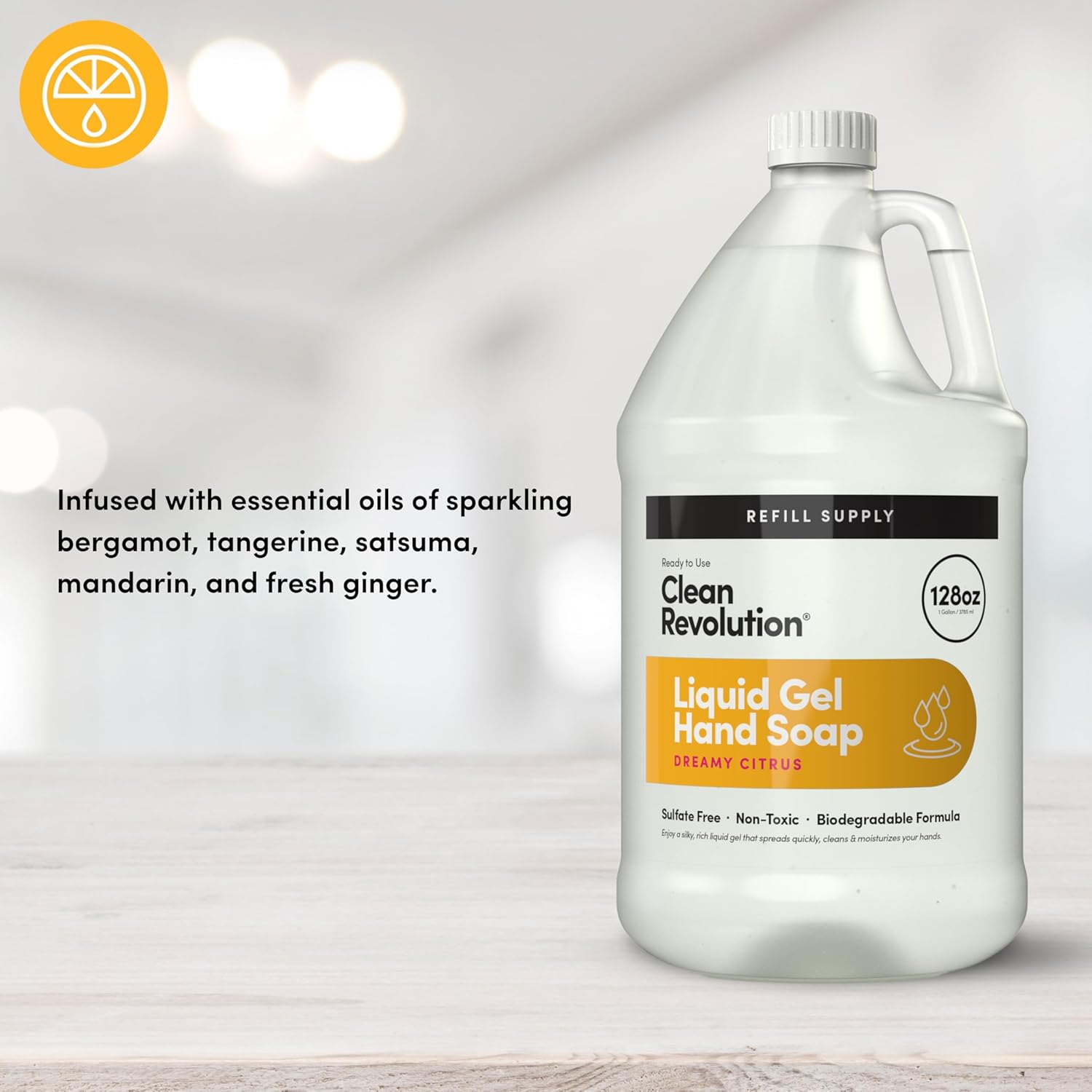 Clean Revolution Liquid Gel Hand Soap, Silky Rich Liquid, Quick Lather, Fast Rinsing, Contains Real