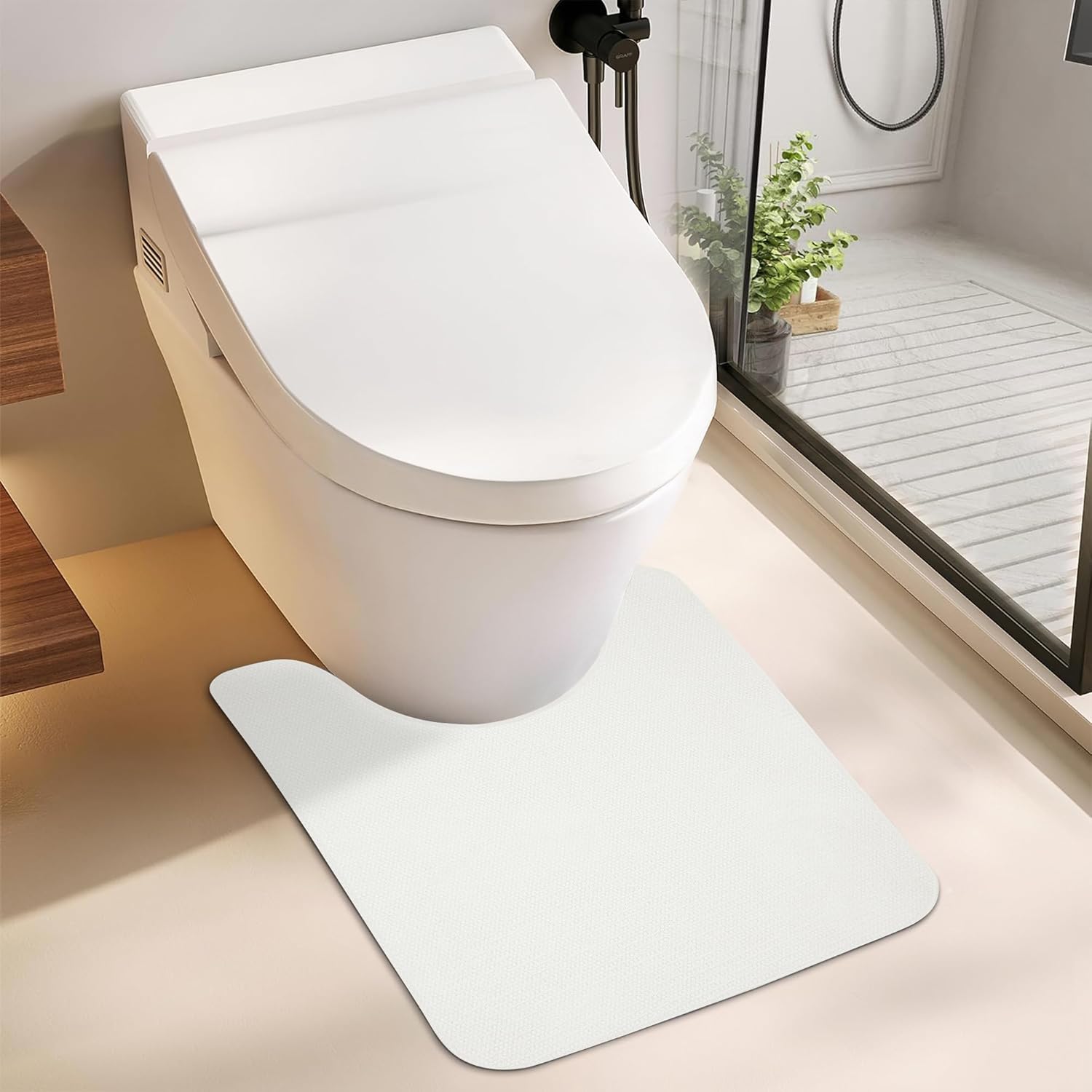 Toilet Rugs U Shaped Bathroom Rug,Machine Washable Non Slip Quick Dry Super Absorbent Ultra Thin