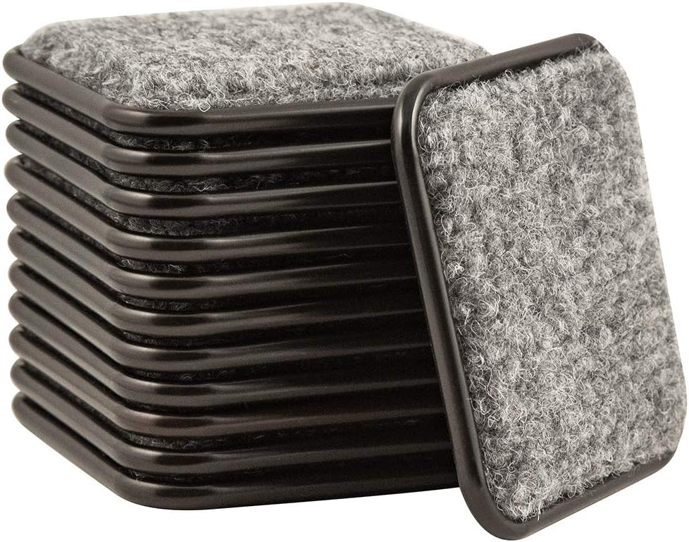 SoftTouch 2 1/2" Square Reusable Carpet Bottom Furniture Caster Cups to Protect Hardwood, Tile or