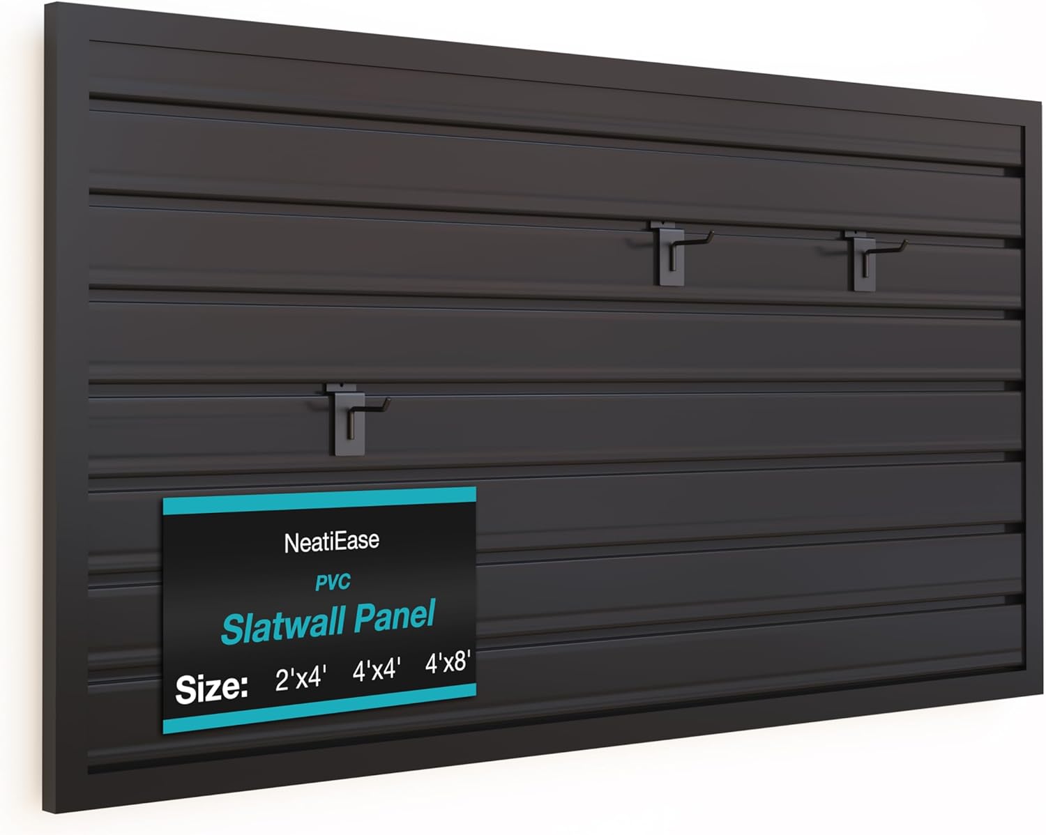 NeatiEase Slatwall Panel Wall Storage Systems, 2 x 4ft Slat Wall Paneling Garage Wall Organizer