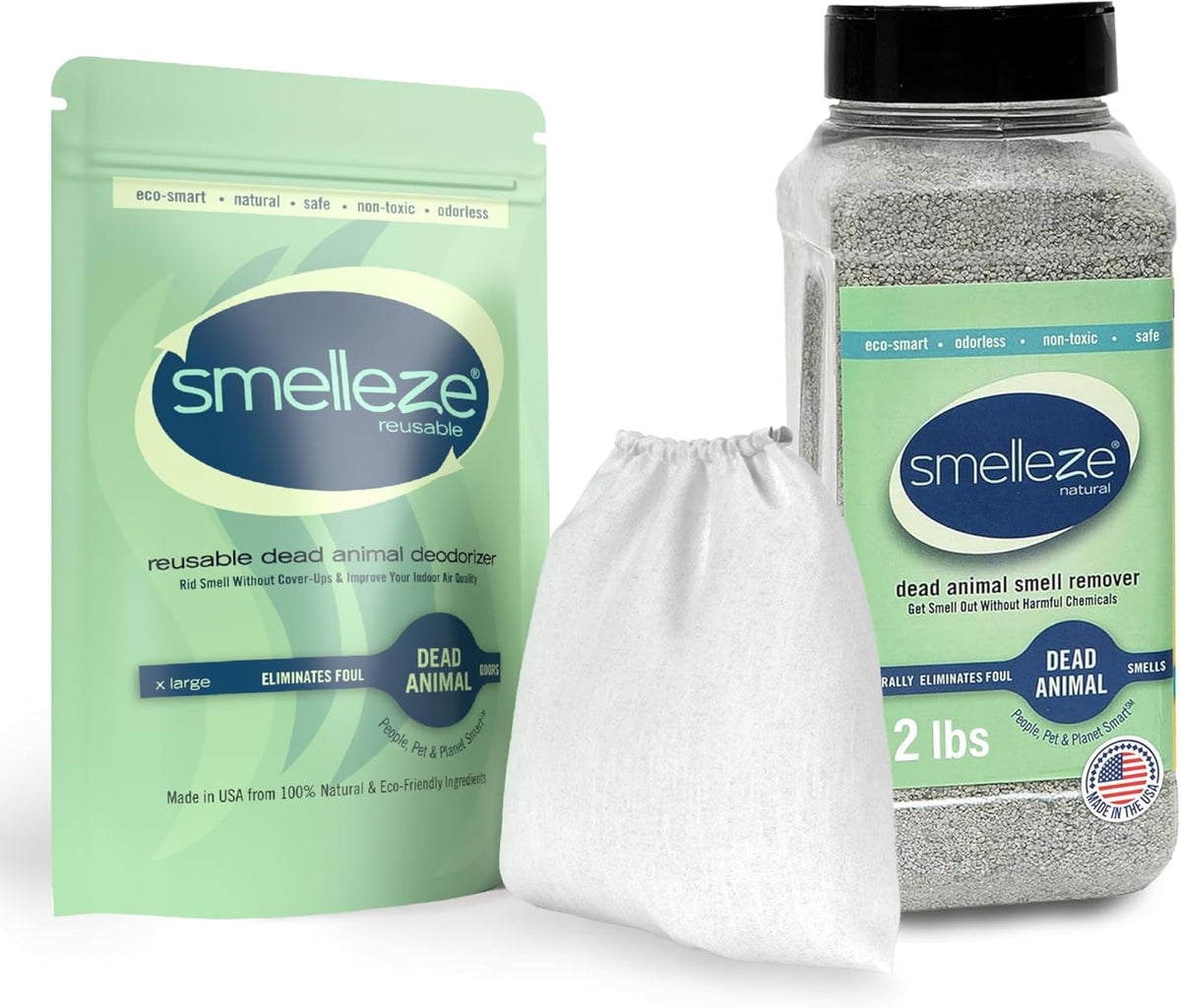 SMELLEZE Ultimate Odor Removal Bundle – 2 lb. Granules + 1 Reusable Pouch | Eliminates Tough Smells