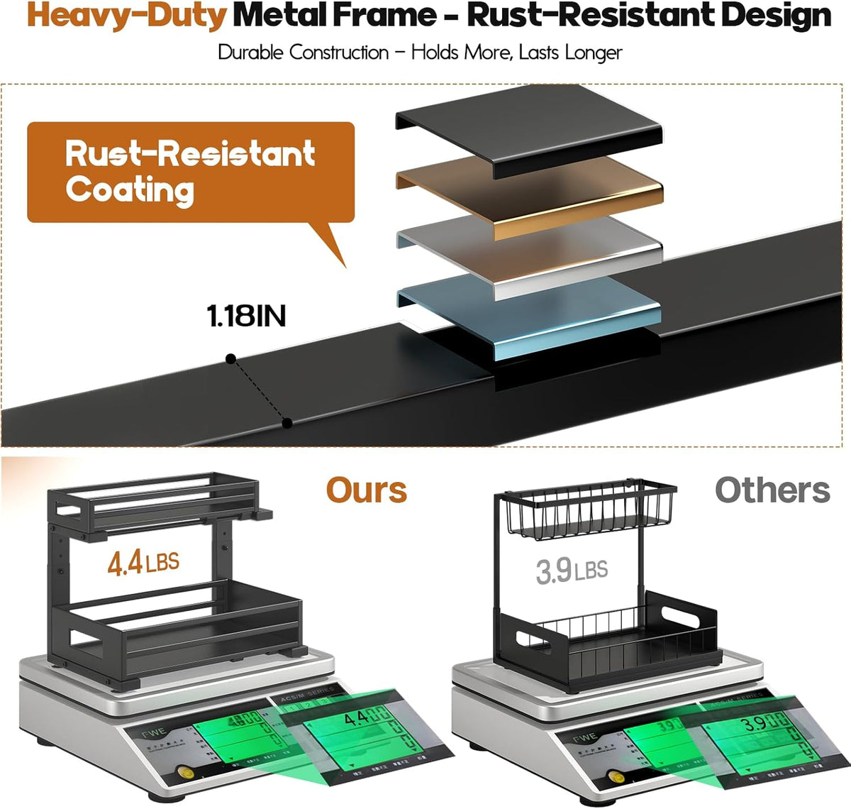 1-Pack Under Sink Organizers and Storage,2-Tier L Shape Pull Out Cabinet Organizer With Round Tube