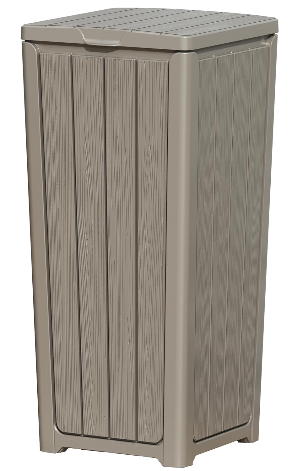 Outdoor Trash Can with Lid, Waterproof Resin Garbage Can with Tiered Lid, Outside Trash Bin for