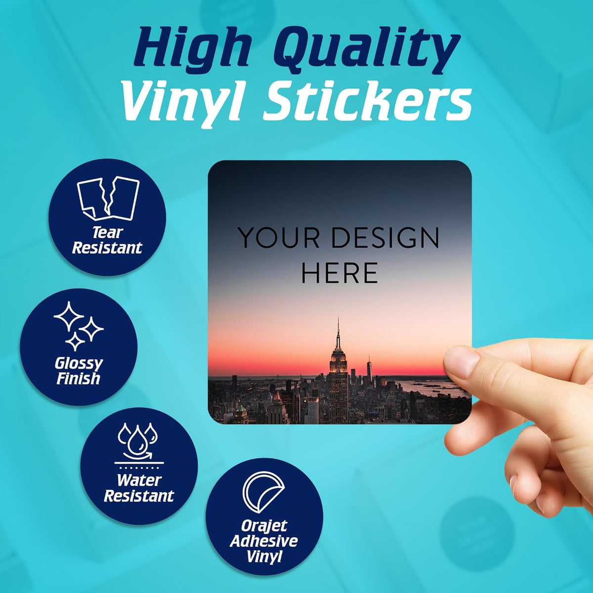 100 Custom Vinyl Stickers - Upload Your own Image, Text, Design, Logo - Personalized Logo Labels