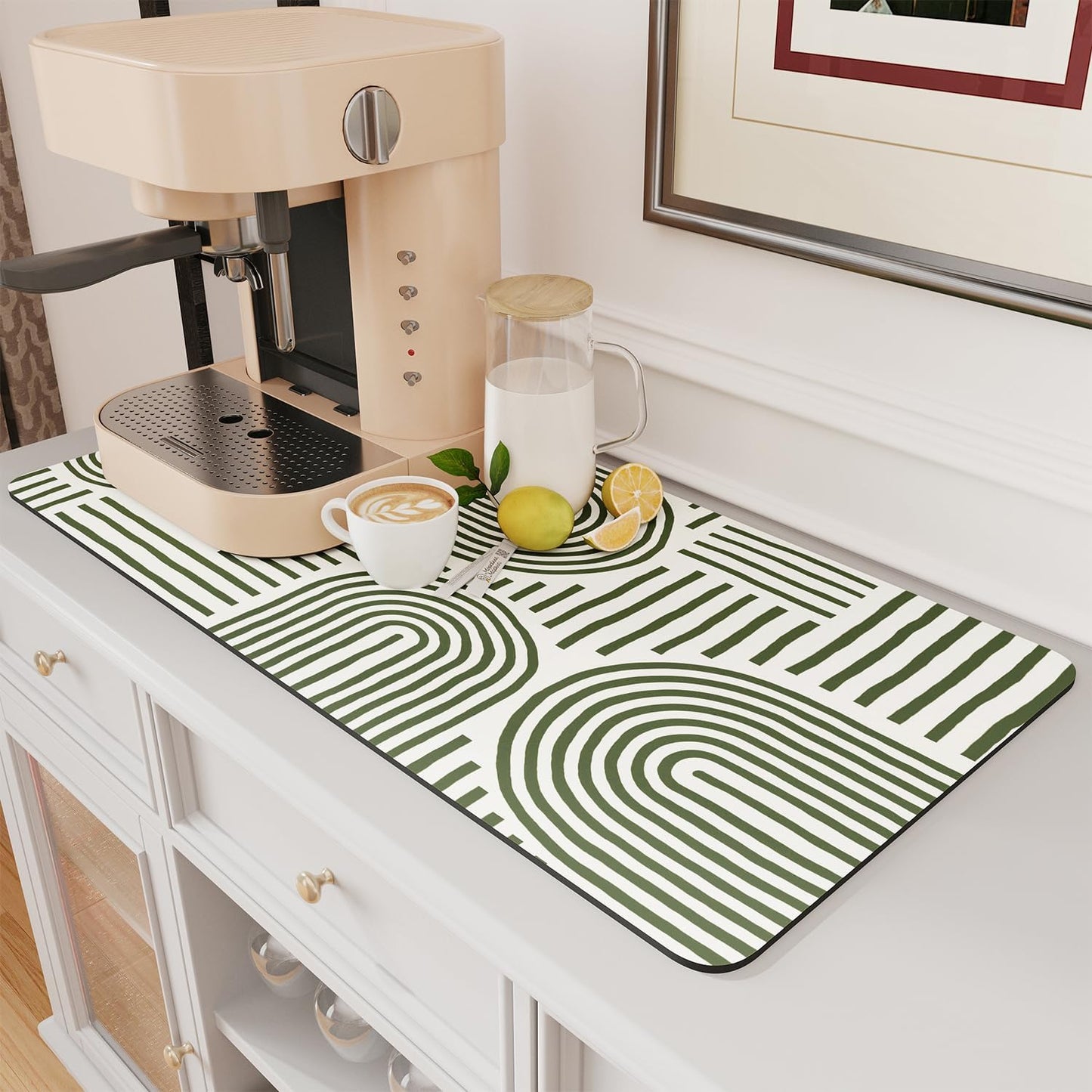 AMOAMI Coffee Mat Hide Stain Rubber Backed Absorbent Dish Drying Mat for Kitchen Counter - Fits