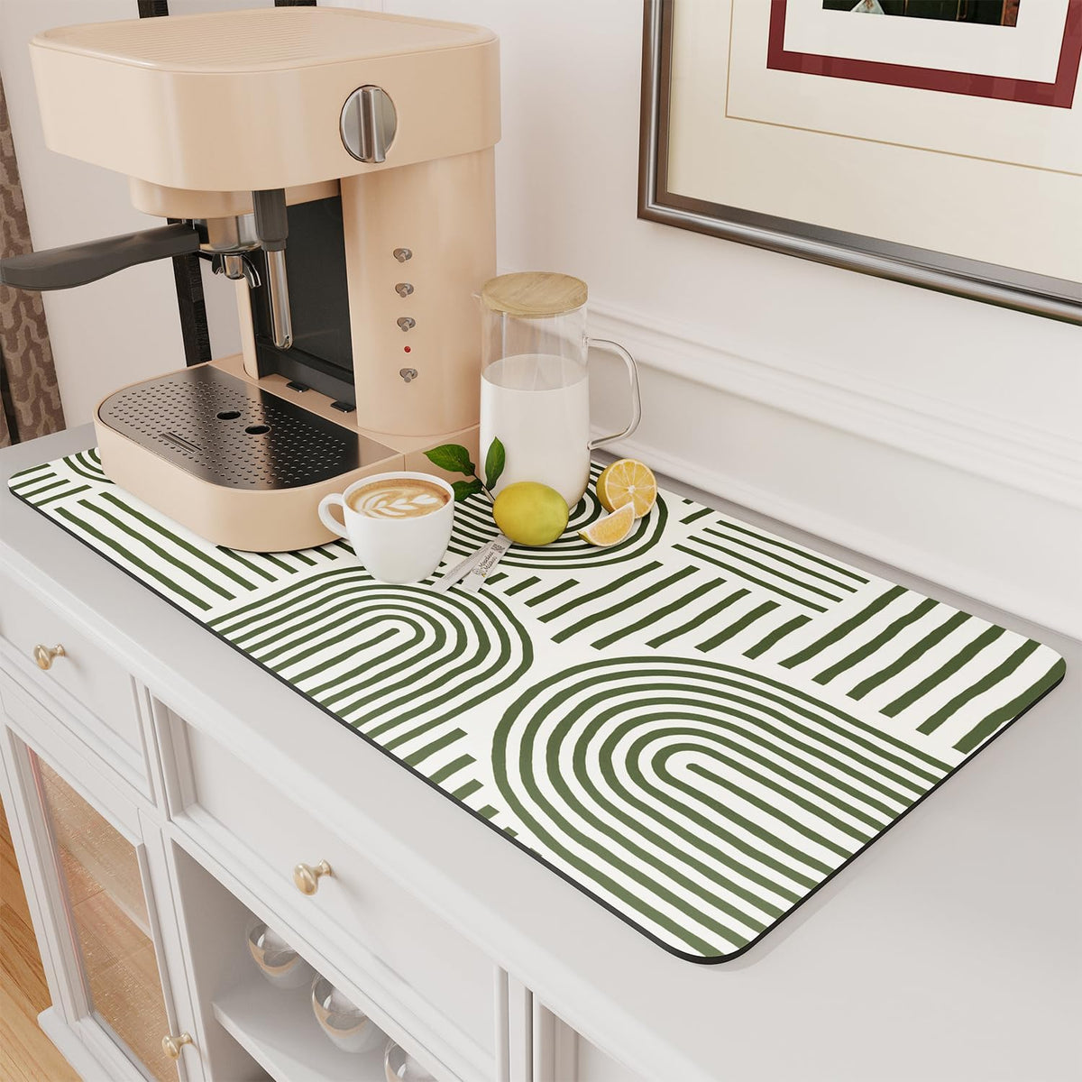 AMOAMI Coffee Mat Hide Stain Rubber Backed Absorbent Dish Drying Mat for Kitchen Counter - Fits