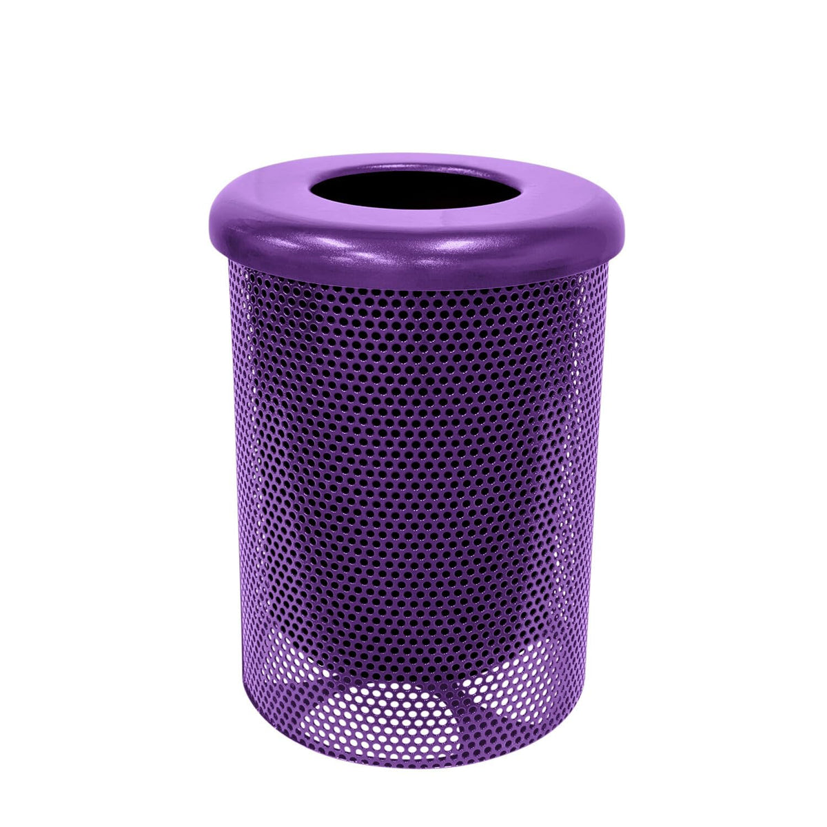 COATEDOUTDOORFURNITURE RFT-P-PUR Heavy Duty Round Trash Receptacle with Flat Top, Liner Included