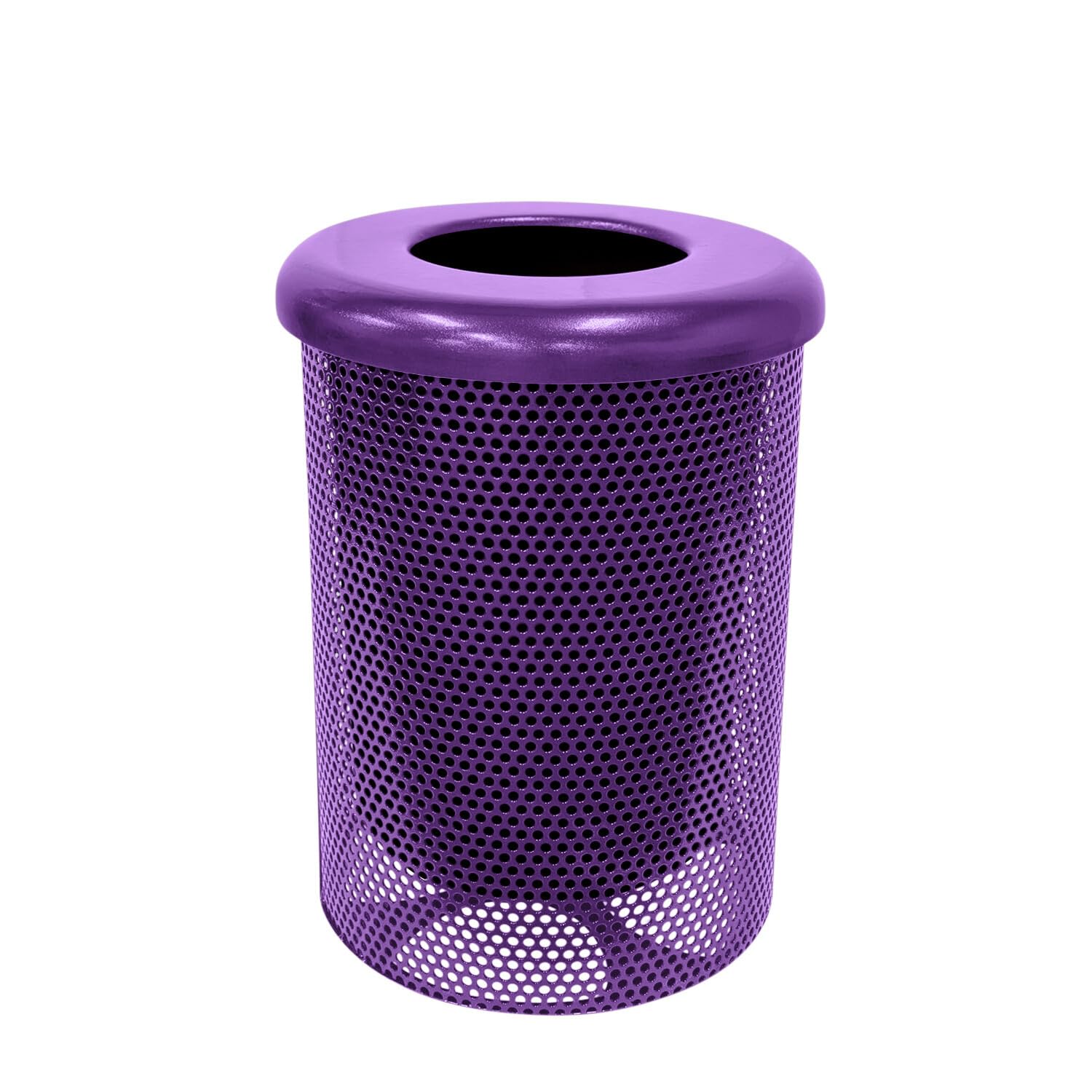 COATEDOUTDOORFURNITURE RFT-P-TXTPUR Heavy Duty Round Trash Receptacle with Flat Top, Liner