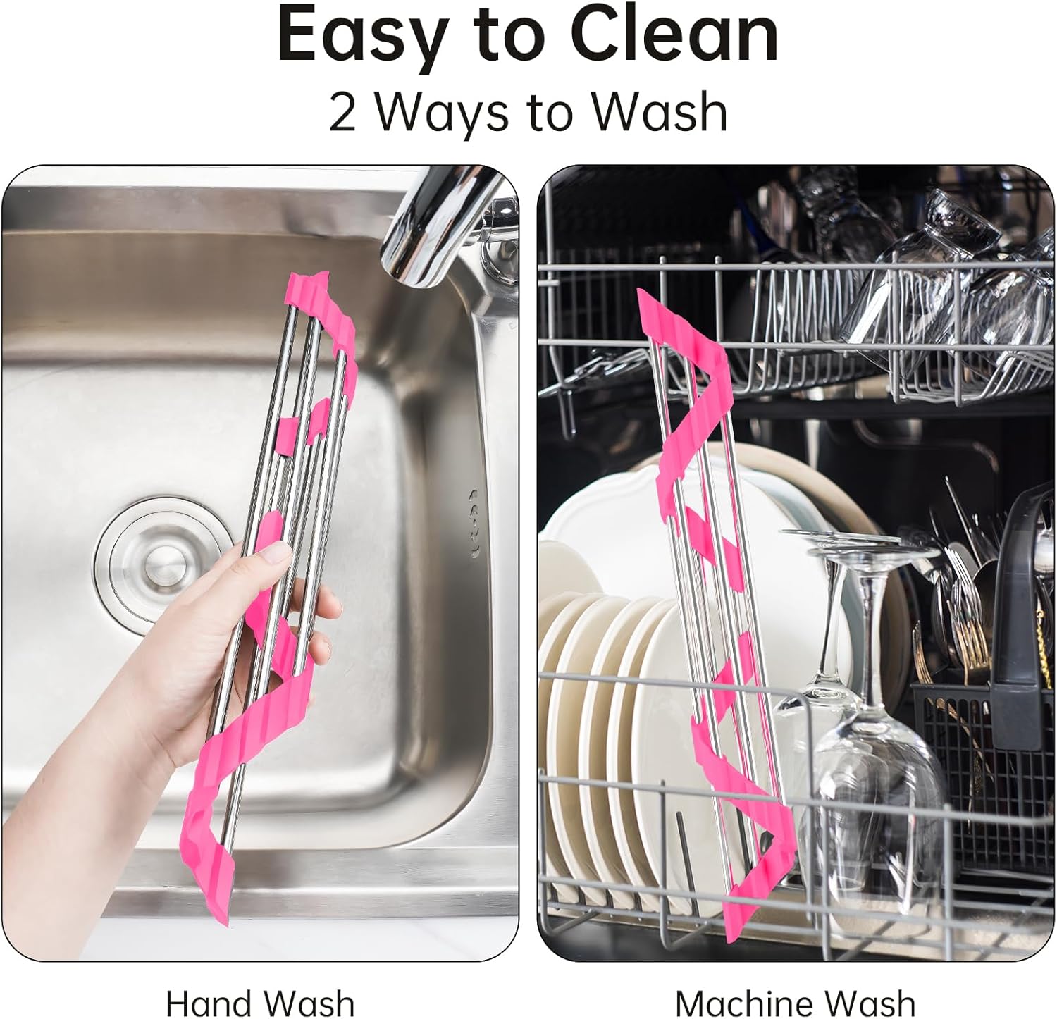 Tomorotec Triangle Roll-Up Dish Drying Rack for Sink Corner - Small, Foldable, Stainless Steel