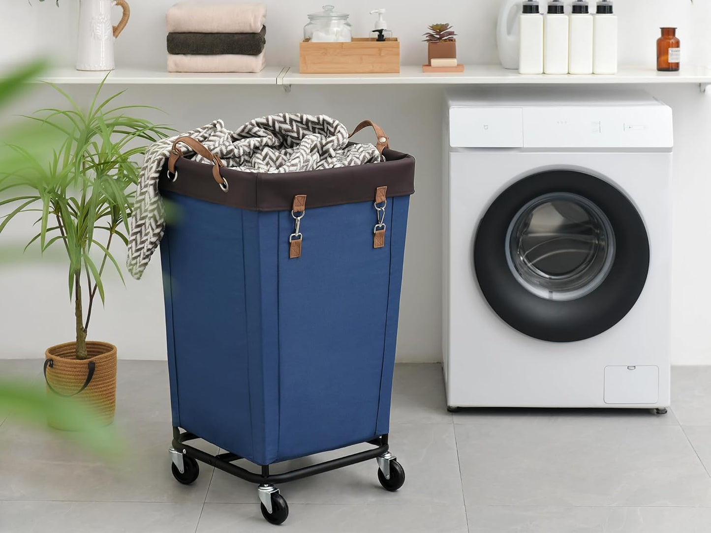 StorageWorks 160L Laundry Basket with Wheels, Large Rolling Hampers for Clothing Organizer, Dirty