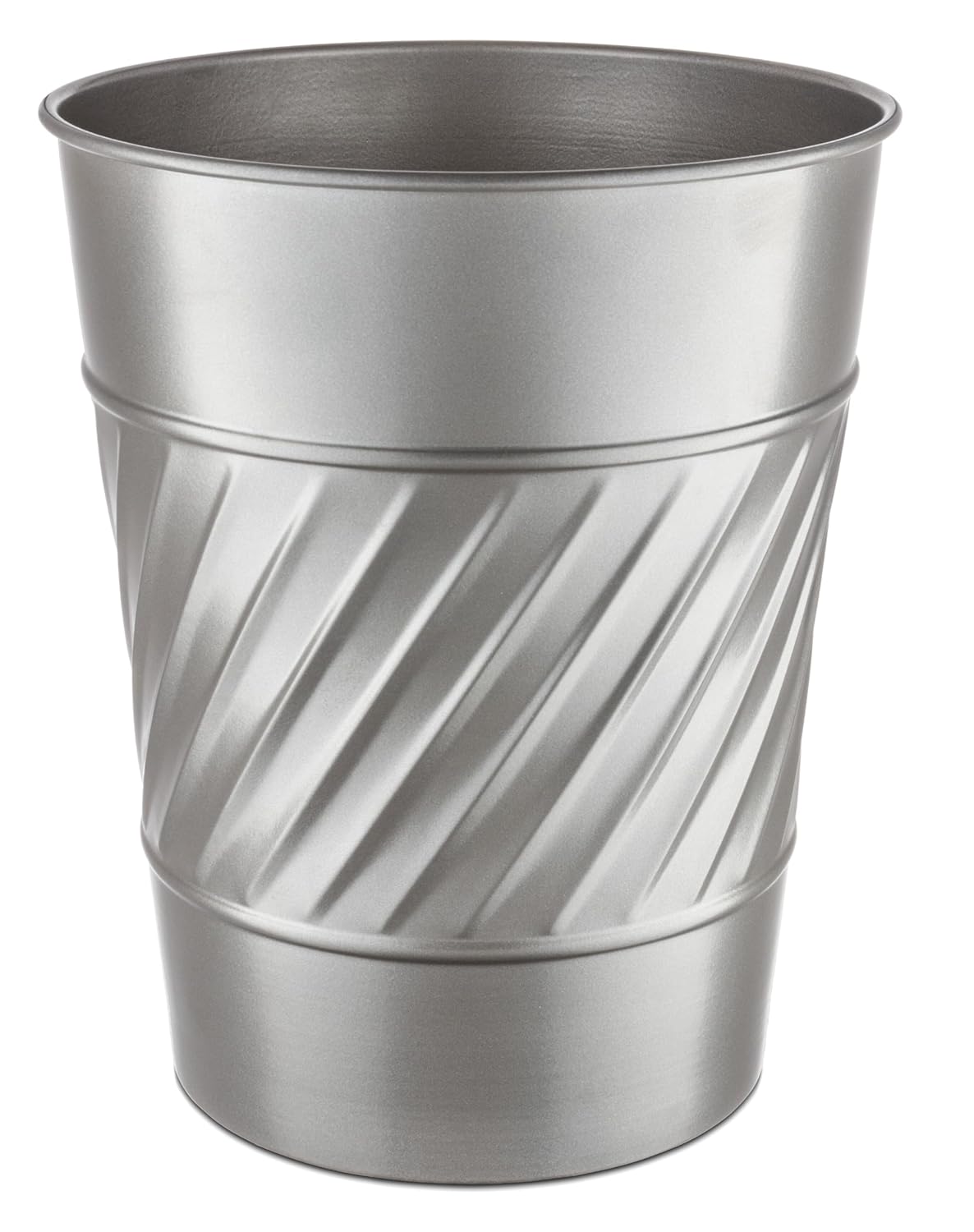 Monarch Abode Pewter Handcrafted Wave Embossed Metal Wastebasket for Home Office, Decorative Waste