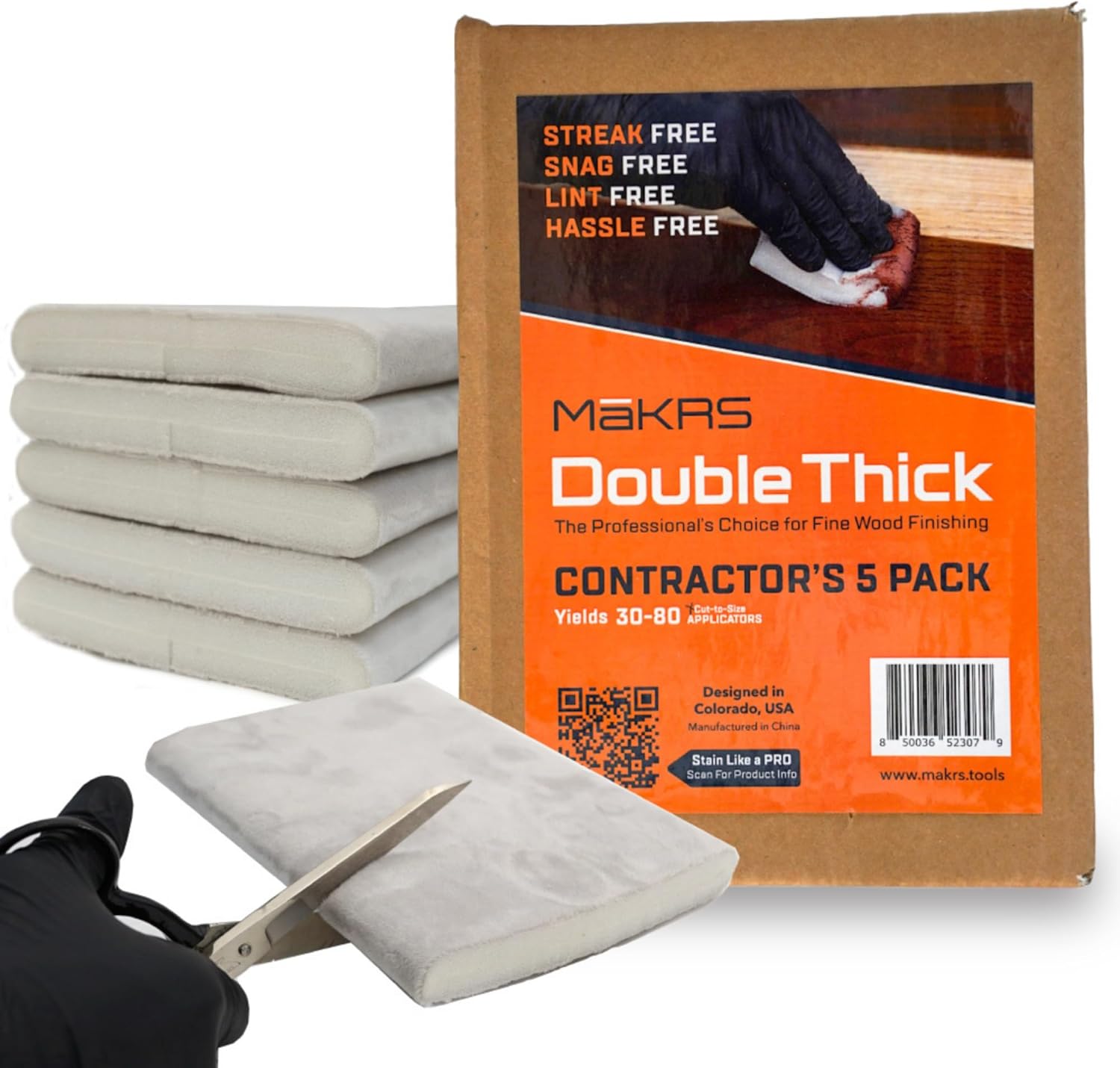 MāKRS Double Thick Stain Pad, Cut-to-Size Staining Pads, 5-Pack, Lint, Snag, Streak-Free