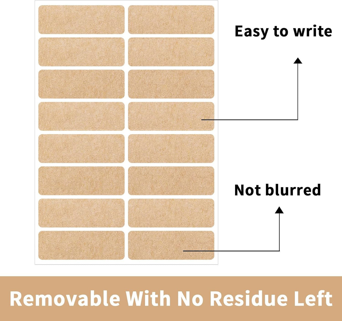 Removable Kraft Label Stickers- Writable Gift Tag Stickers Labels, Self-Adhesive Brown Kraft Label
