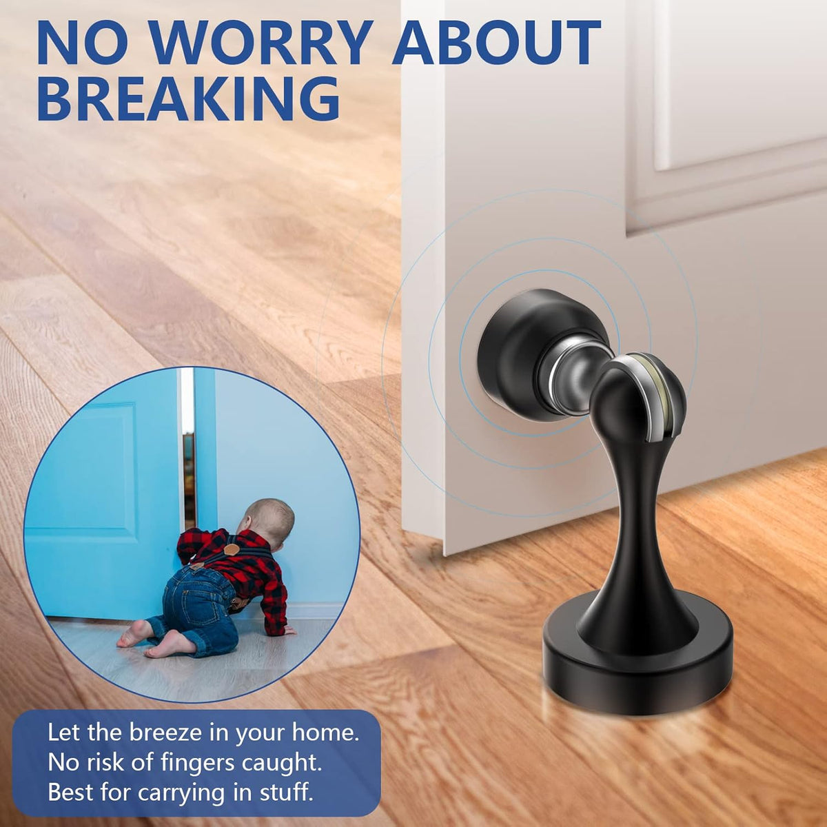Magnetic Door Stop Stainless Steel，Door Stopper, Heavy Duty for Various Door Types, Keep Your Door