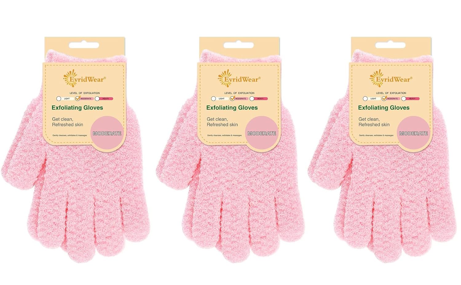 Evridwear Exfoliating Gloves for Shower, 100% Nylon Thick Soft Medium Heavy Bathing Gloves Dead
