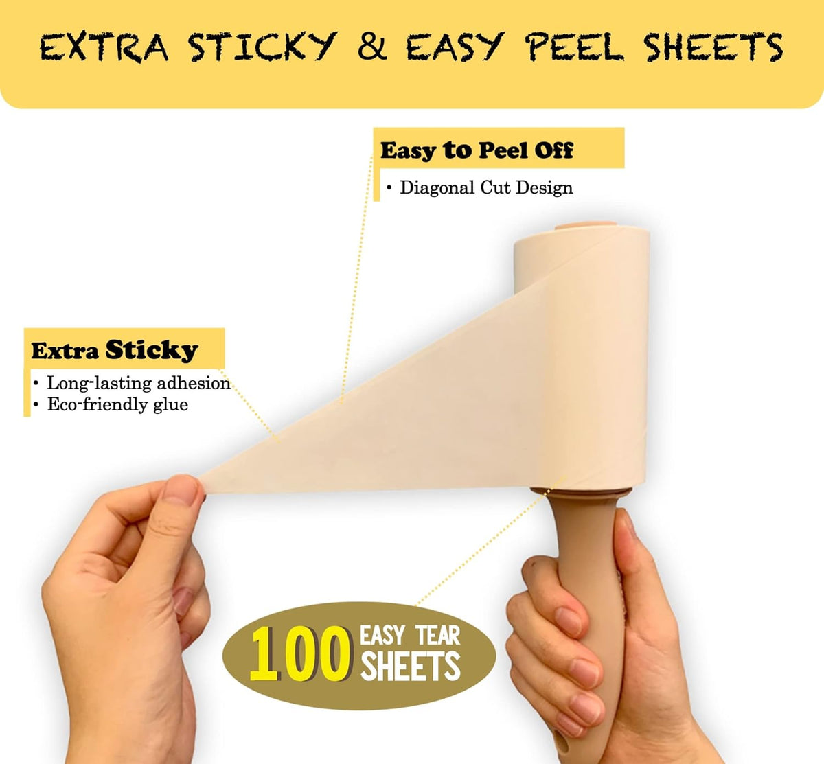Extra Sticky Lint Roller Refills Only, Total 400 Easy Tear Sheets, Insert Tube Measures 1.5" and