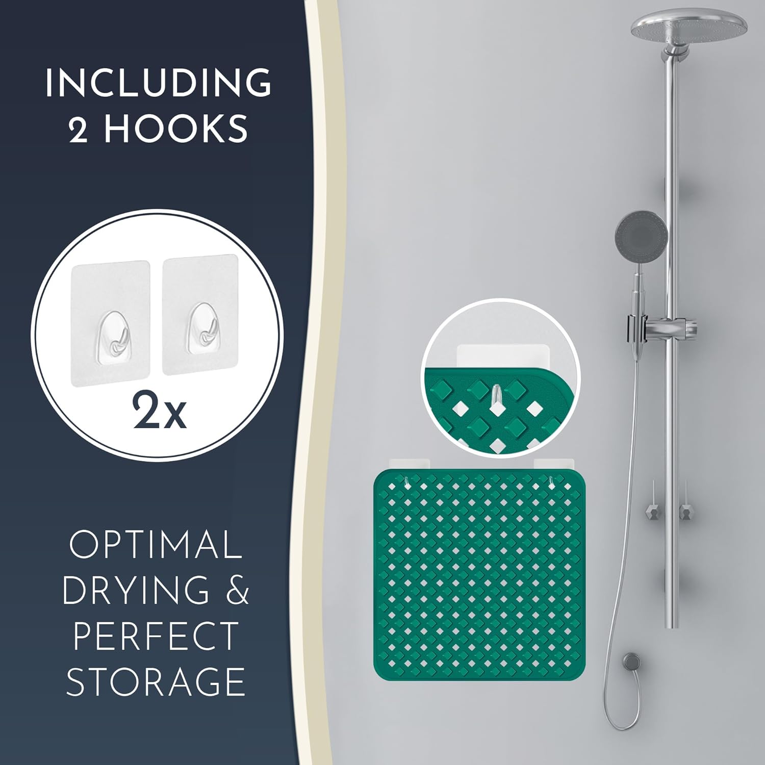 Homerella Anti Slip Shower Mat | Anti Mold Non Slip Bathtub Mat for Inside Shower | Square Floor