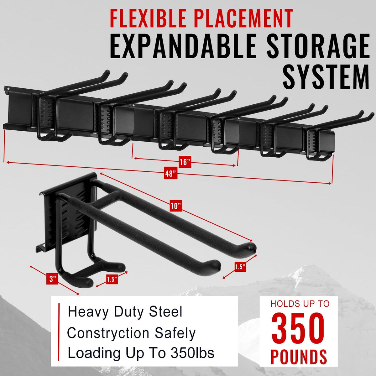 Wall Mount Tool Storage Rack, Garage Organization, Heavy Duty Garage Storage Tool Organizer, Garden
