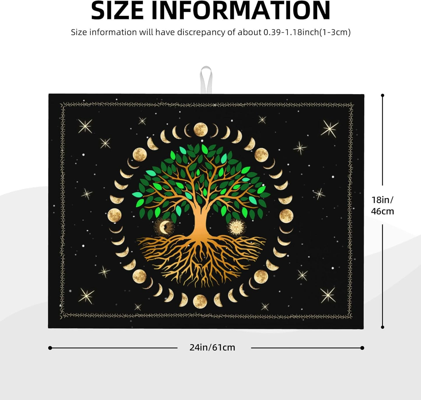Black Microfiber Dish Drying Mat for Kitchen Counter 18"x24" Ancient Life Tree Decorative Dishes