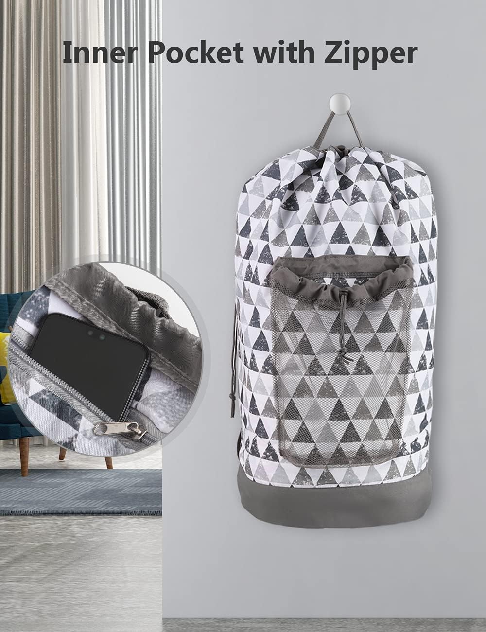 Dalykate Backpack Laundry Bag, Laundry Backpack with Shoulder Straps and Mesh Pocket Durable Nylon