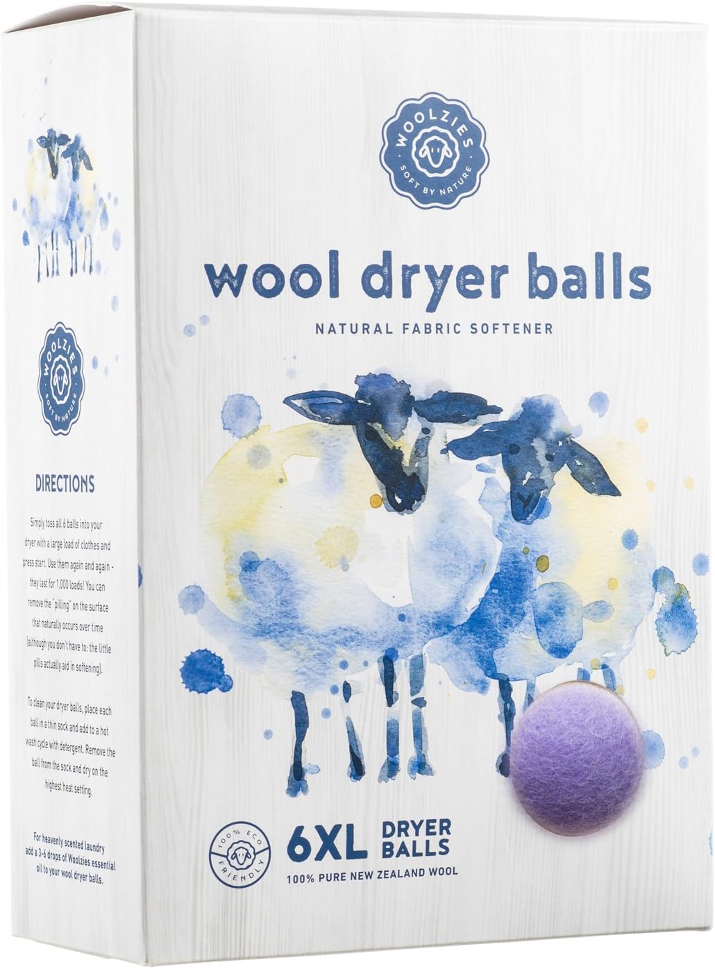 Woolzies Wool Dryer Balls Organic Big Wool Spheres Best Fabric Softener | 6-Pack XL Dryer Balls for