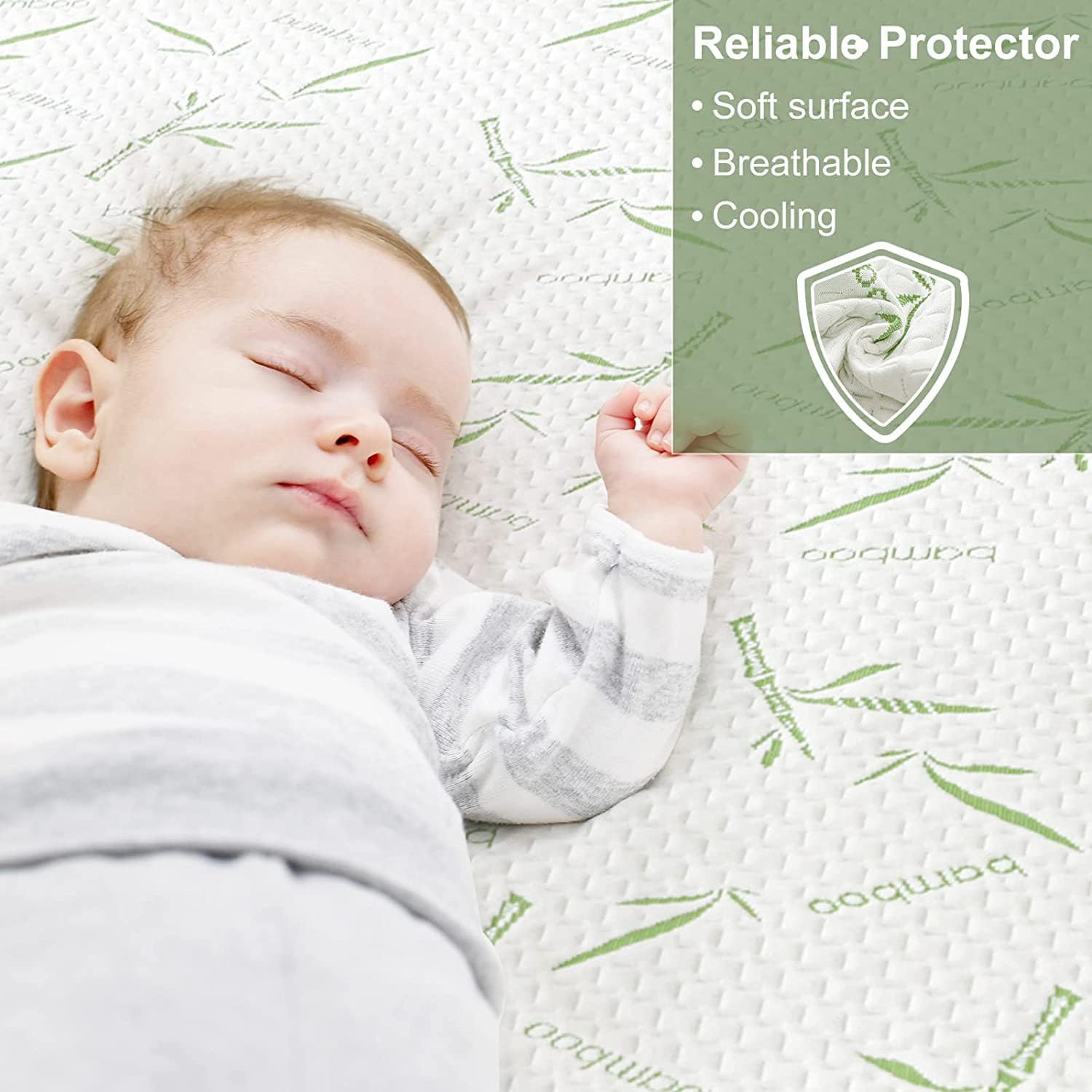 Full Size Mattress Protector Waterproof Mattress Pad Washable Bamboo Rayon Mattress Cover