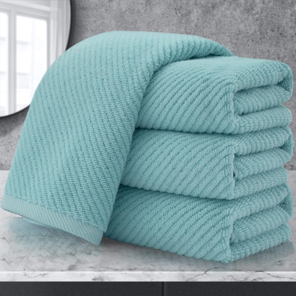 Teal Hand Towels for Bathroom, Bathroom Hand Towels Set of 4, Large 18" x 28" - Quick Dry |