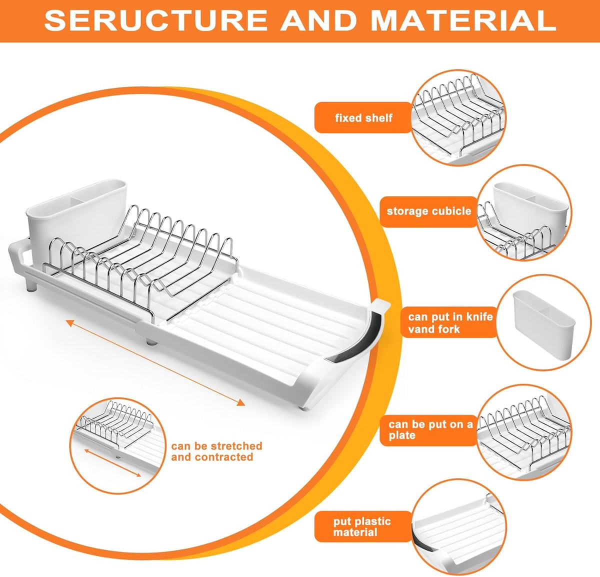 Dish Drying Rack Compact Expandable - A Space-Saving, Stainless Steel, Rust-Resistant Dish Drainer