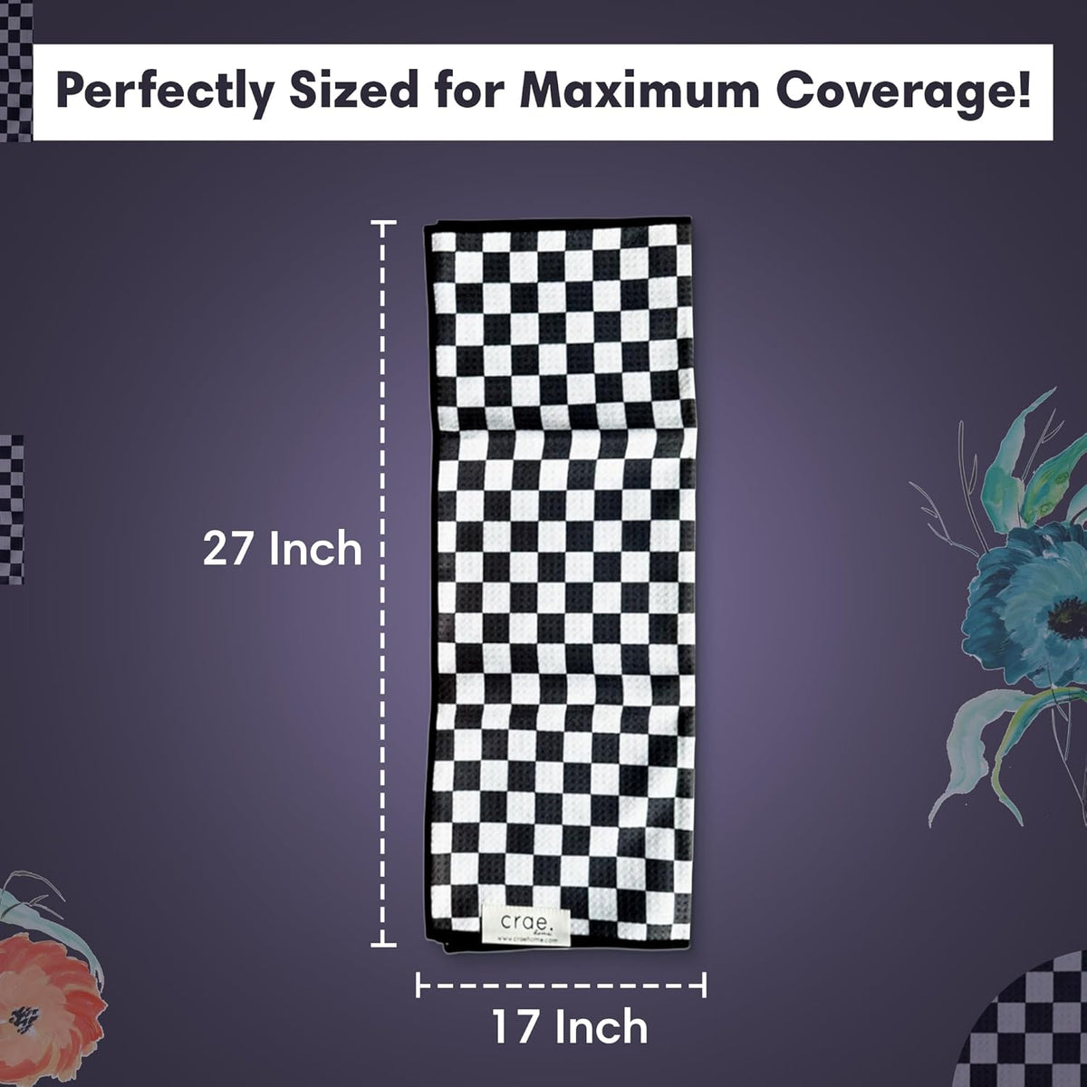 2 Double Sided Microfiber Hand Towels, 17x27 Inches Waffle Design Kitchen Towels Set, Durable &