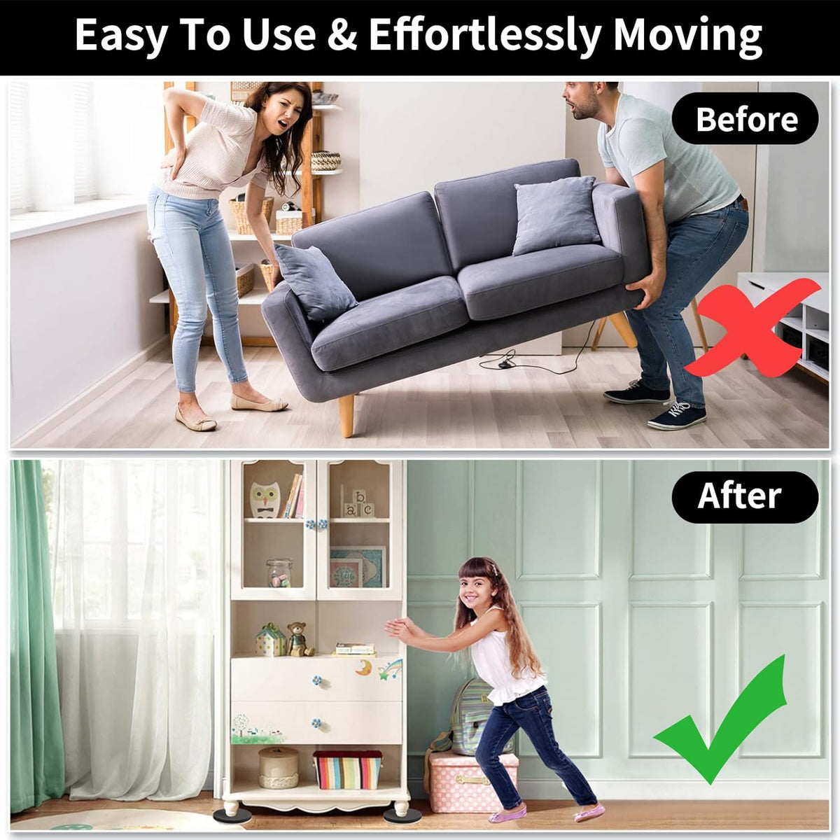 Ezprotekt 5" Round Felt Furniture Movers Sliders for Hardwood Floors, 8 Pcs Reusable Felt Furniture
