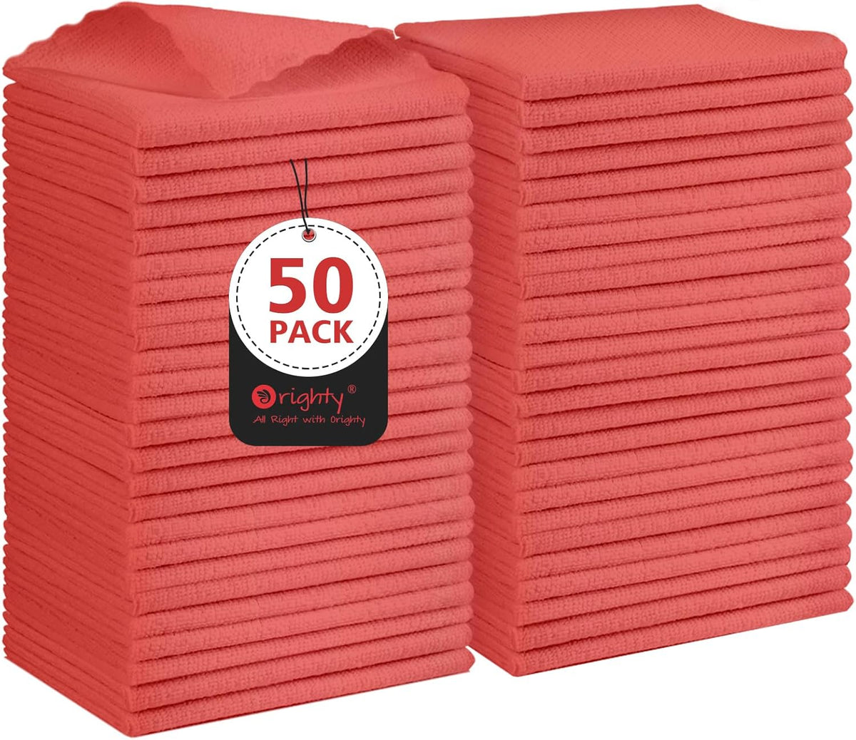 Orighty Cleaning Cloths, Shop Towels 50 Pack, Shop Rags Reusable, Microfiber Cleaning Rags Bulk for