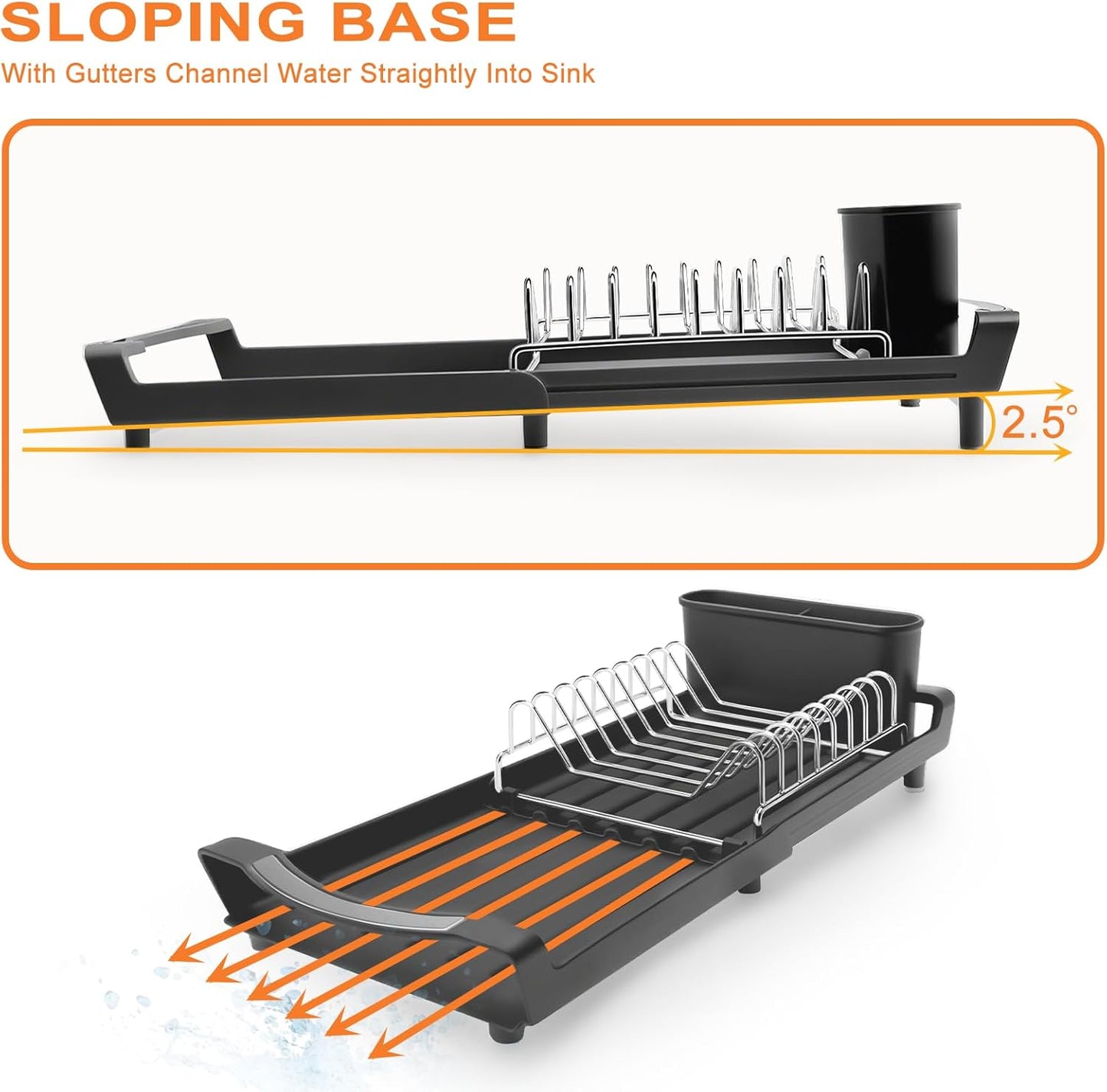 Dish Drying Rack Compact Expandable - A Space-Saving, Stainless Steel, Rust-Resistant Dish Drainer