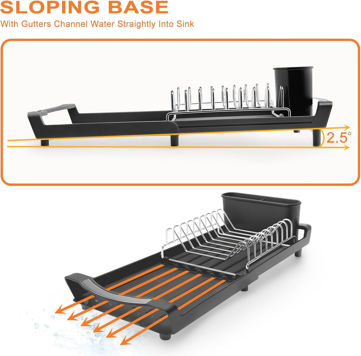 Dish Drying Rack Compact Expandable - A Space-Saving, Stainless Steel, Rust-Resistant Dish Drainer