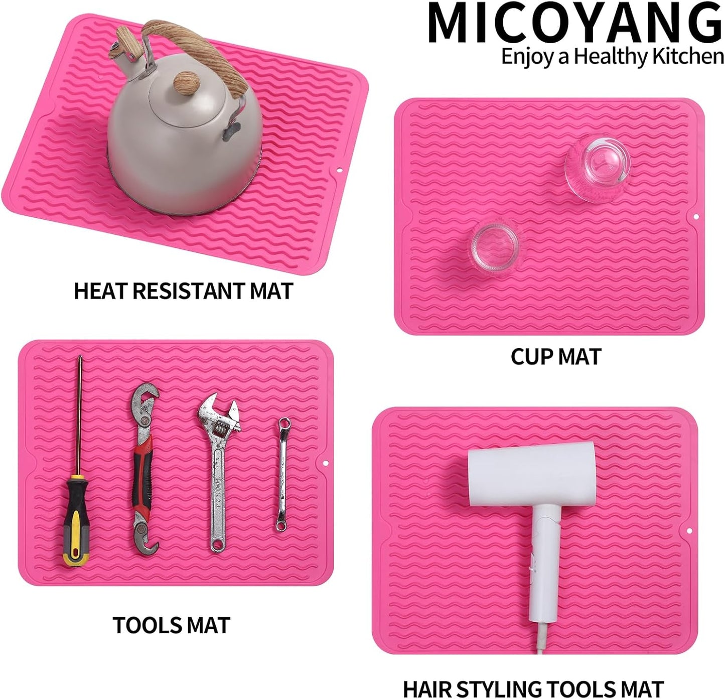 Silicone Dish Drying Mat for Multiple Usage,Easy clean,Eco-friendly,Heat-resistant Silicone Mat for