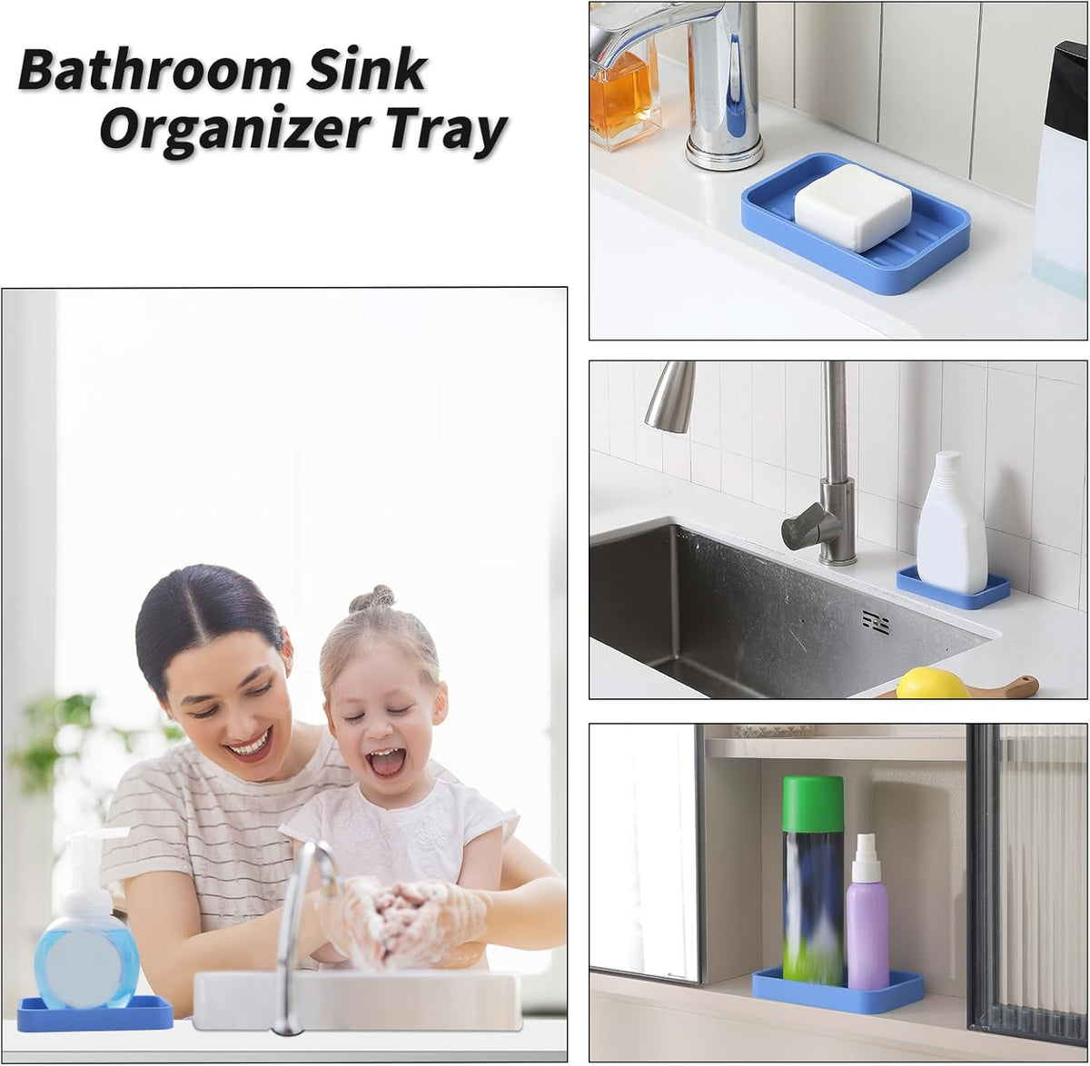 Silicone Kitchen Sink Organizer Tray for Multiple Usage,Easy Clean Sponges Holder for Kitchen