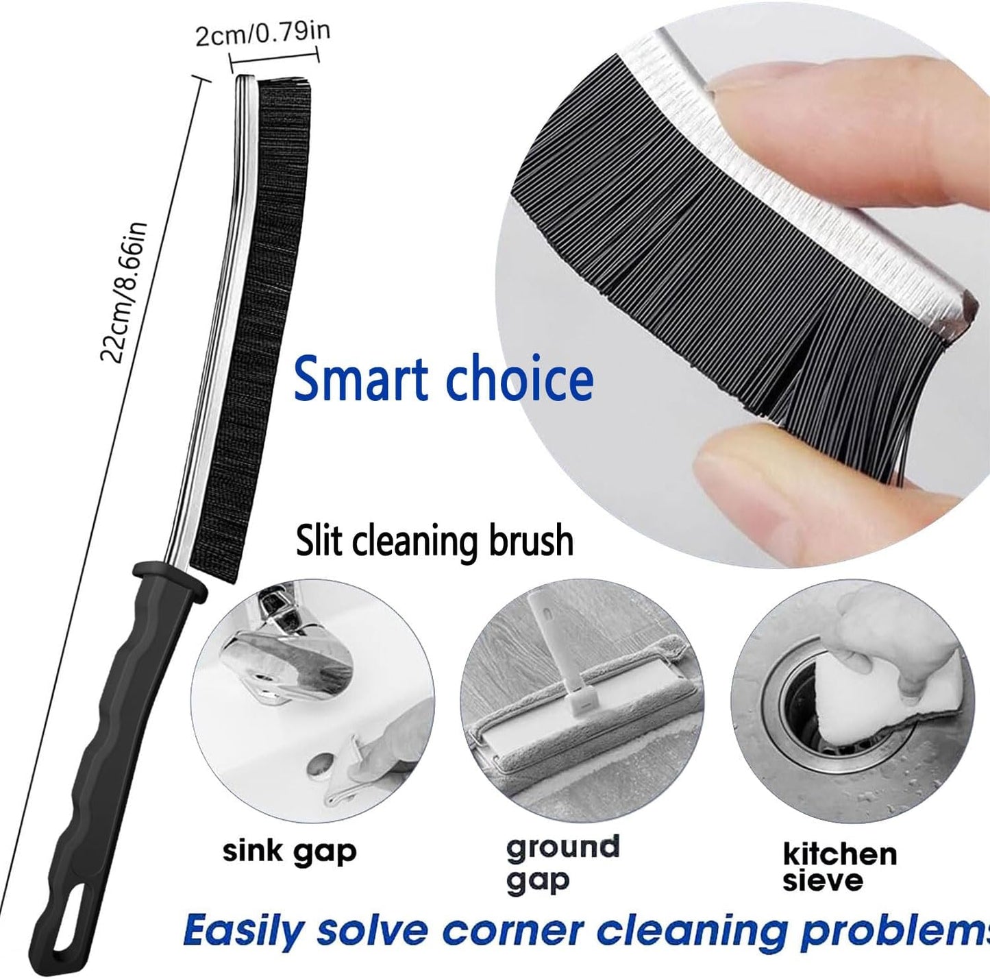 Crevice Cleaning Brush, Bathroom Gap Cleaning Brush, Hard Bristle Brush for Cleaning