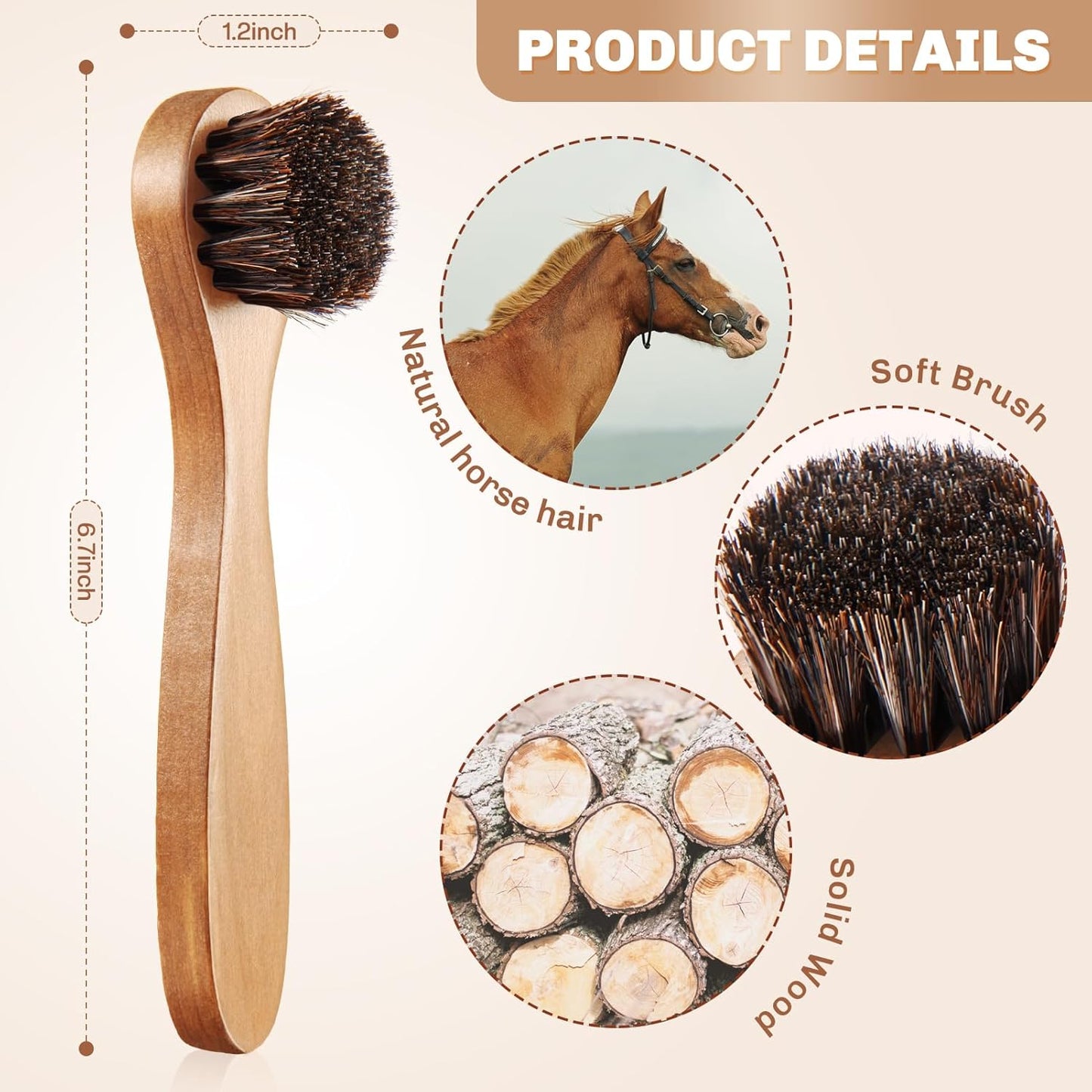 4 Pcs Horsehair Shine Shoes Brush Kit Polish Dauber Applicators Cleaning Leather Shoes Boots Care