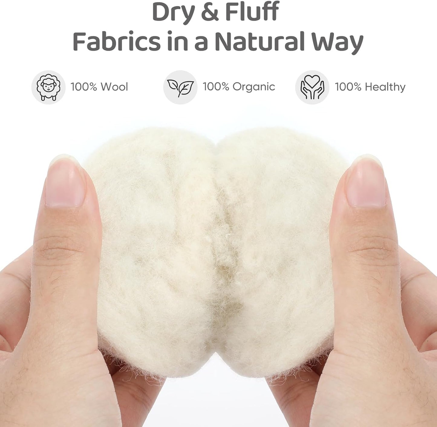 Wool Dryer Balls 6 Pack, Natural Fabric Softener, Dryer Balls Laundry Reusable, Reduces Clothing