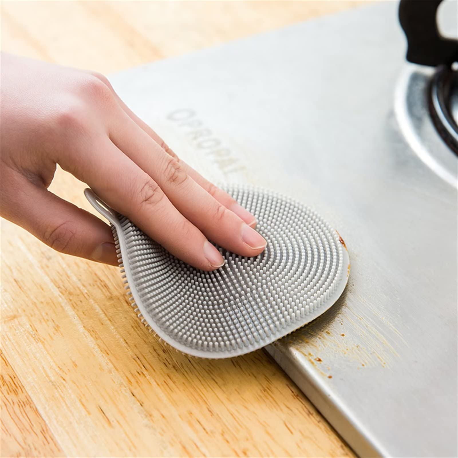 4PCS Silicone Dish Scrubber, Multipurpose Round Silicone Sponges Reusable Dish Brush Dish Brush for