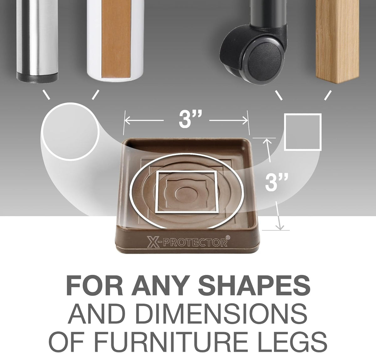 Furniture Cups X-PROTECTOR – 3" Caster Cups 8 PCS – Premium Furniture Coasters – Ideal Bed Stoppers