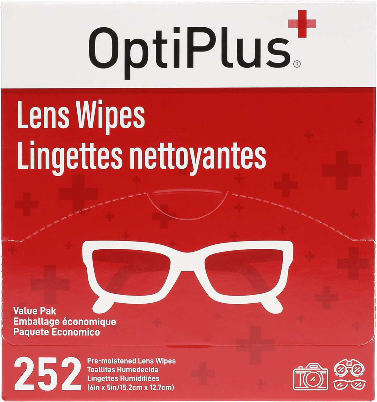 OptiPlus Eyeglass Lens Wipes l Pre-Moistened l Cleaning Wipes for Glasses, Computer & Laptops