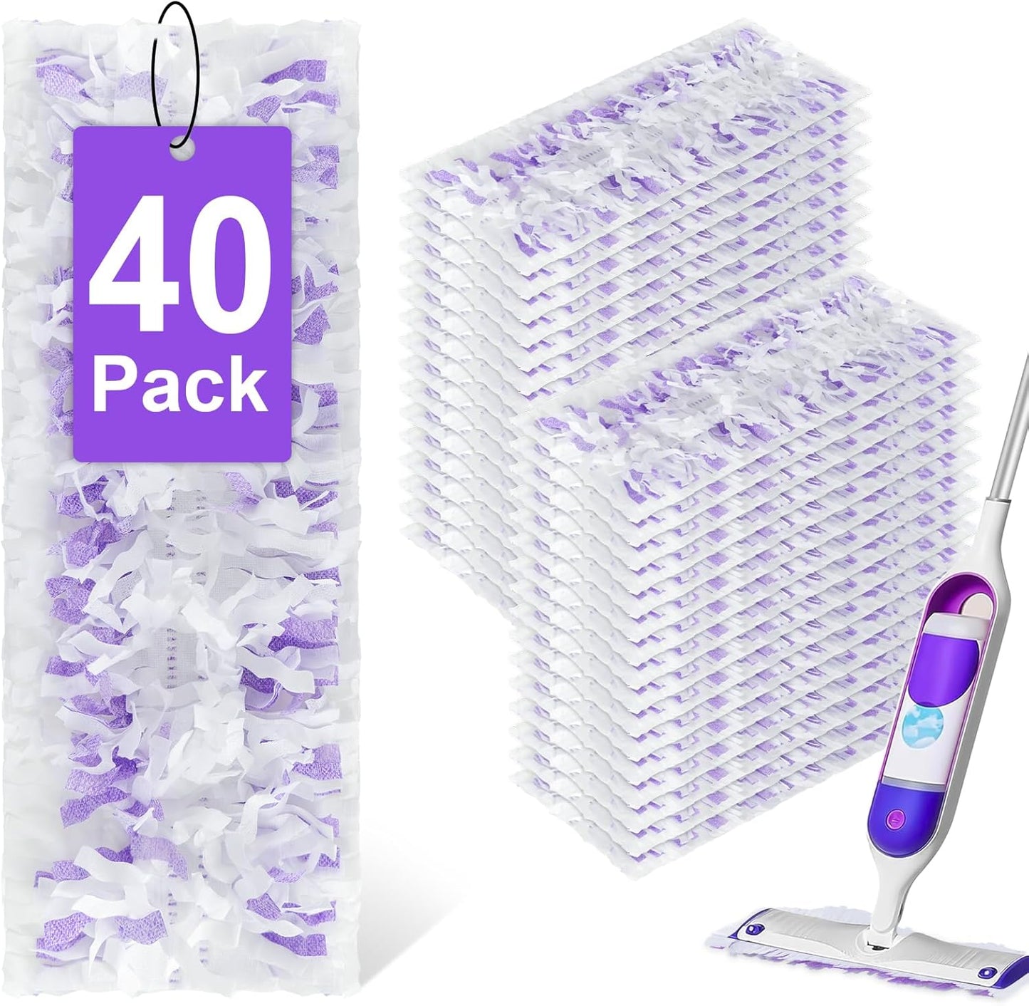 40 Pack Power Mop Refills for Swiffer Power Mop，Unscented&Thickened Multi-Surface and Wood Spray
