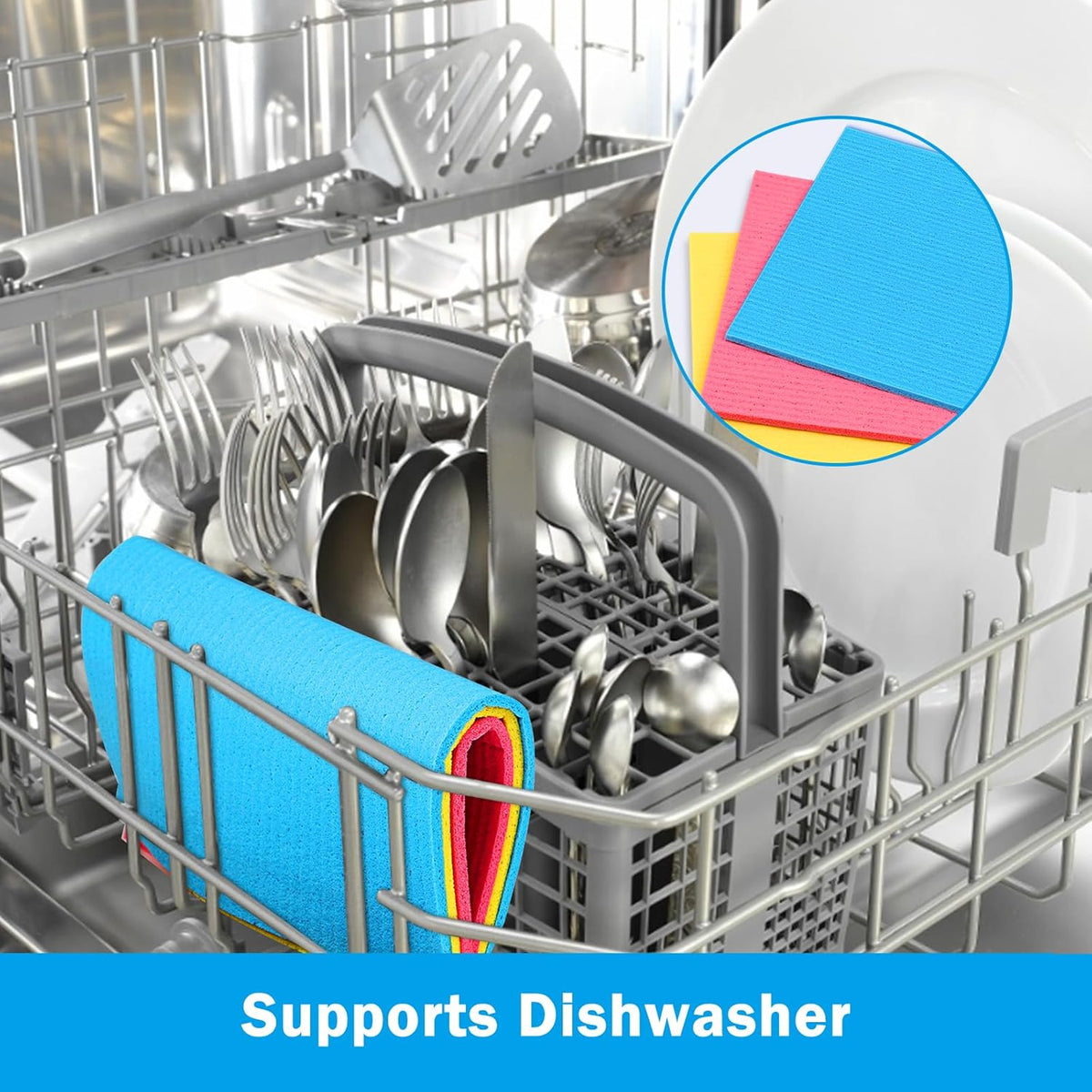 HOMEXCEL Swedish Dishcloths for Kitchen 20 Pack, Sponge Dish Cloth for Counters & Washing Dishes