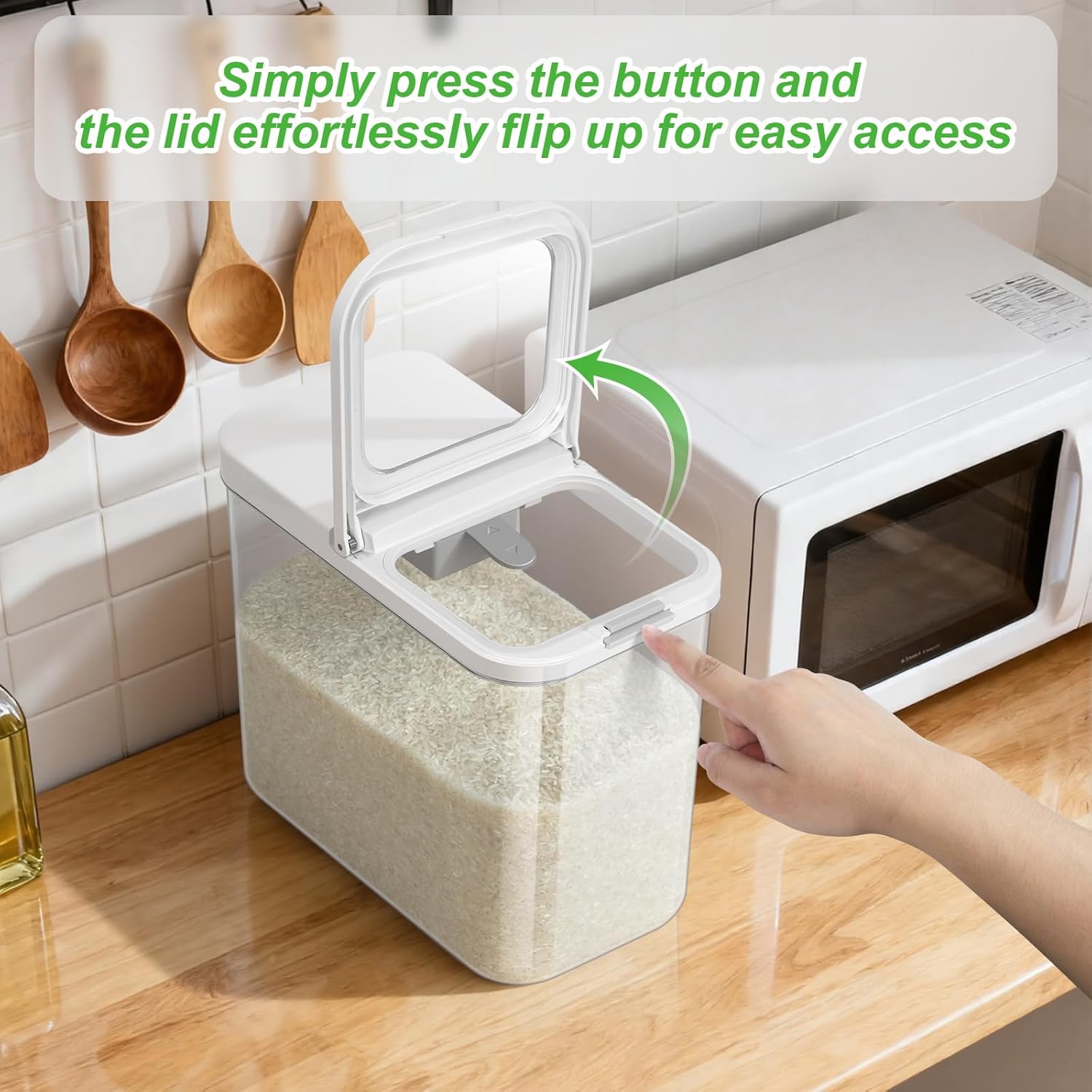 Rice Flour Storage Container - 12.7 Qt | 25 Lbs Crystal-Clear Plastic Food Storage Container Bin