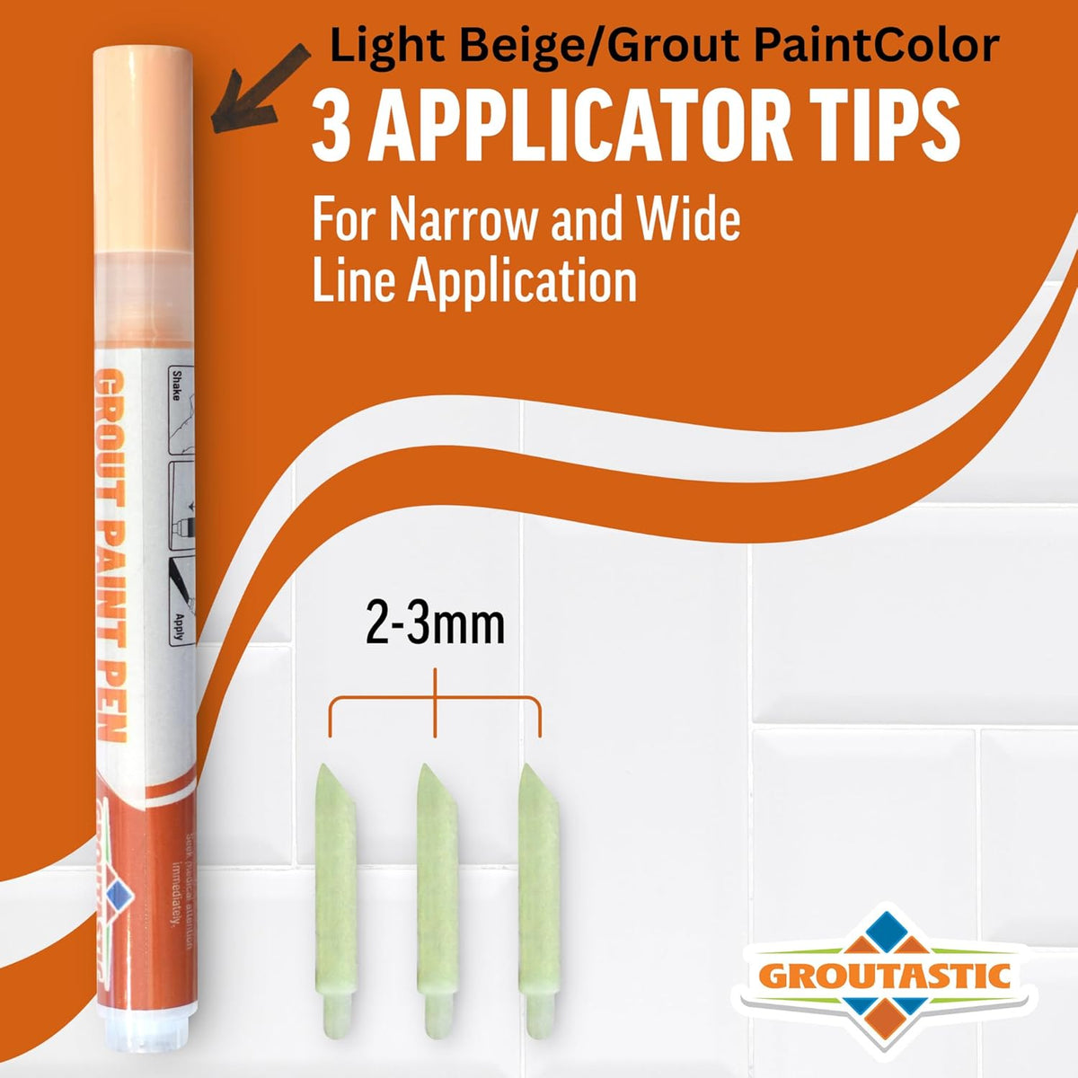 Grout Pen Light Beige – Tile Grout Colorant & Sealer Pen for Bathroom, Kitchen & Shower
