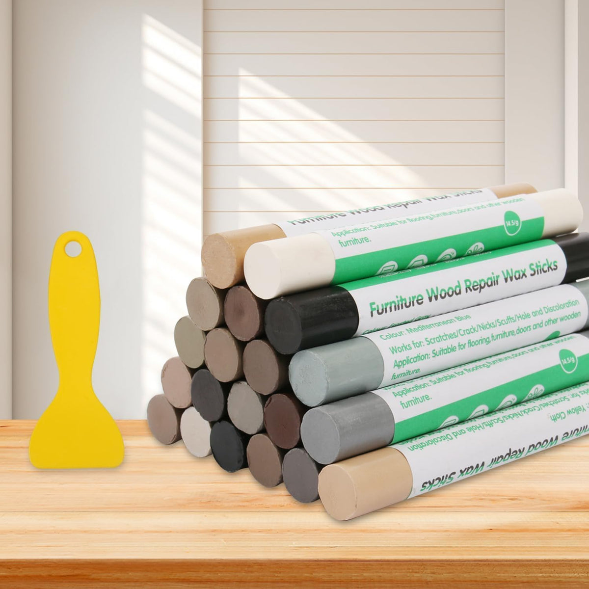 Furniture Markers Touch Up, 20 Colors Wood Filler Sticks, Wood Wax Crayons for Repairing Scratches